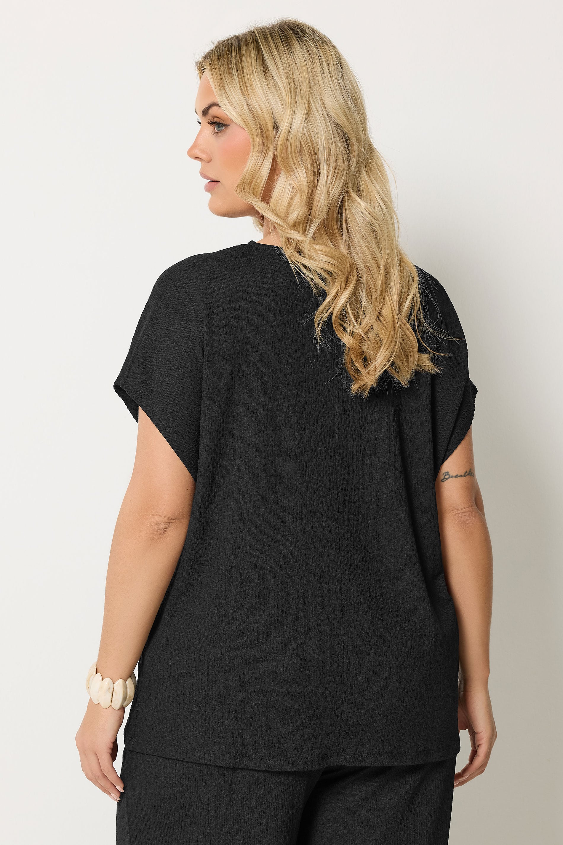 YOURS Plus Size Black Grown On Sleeve Top | Yours Clothing 2