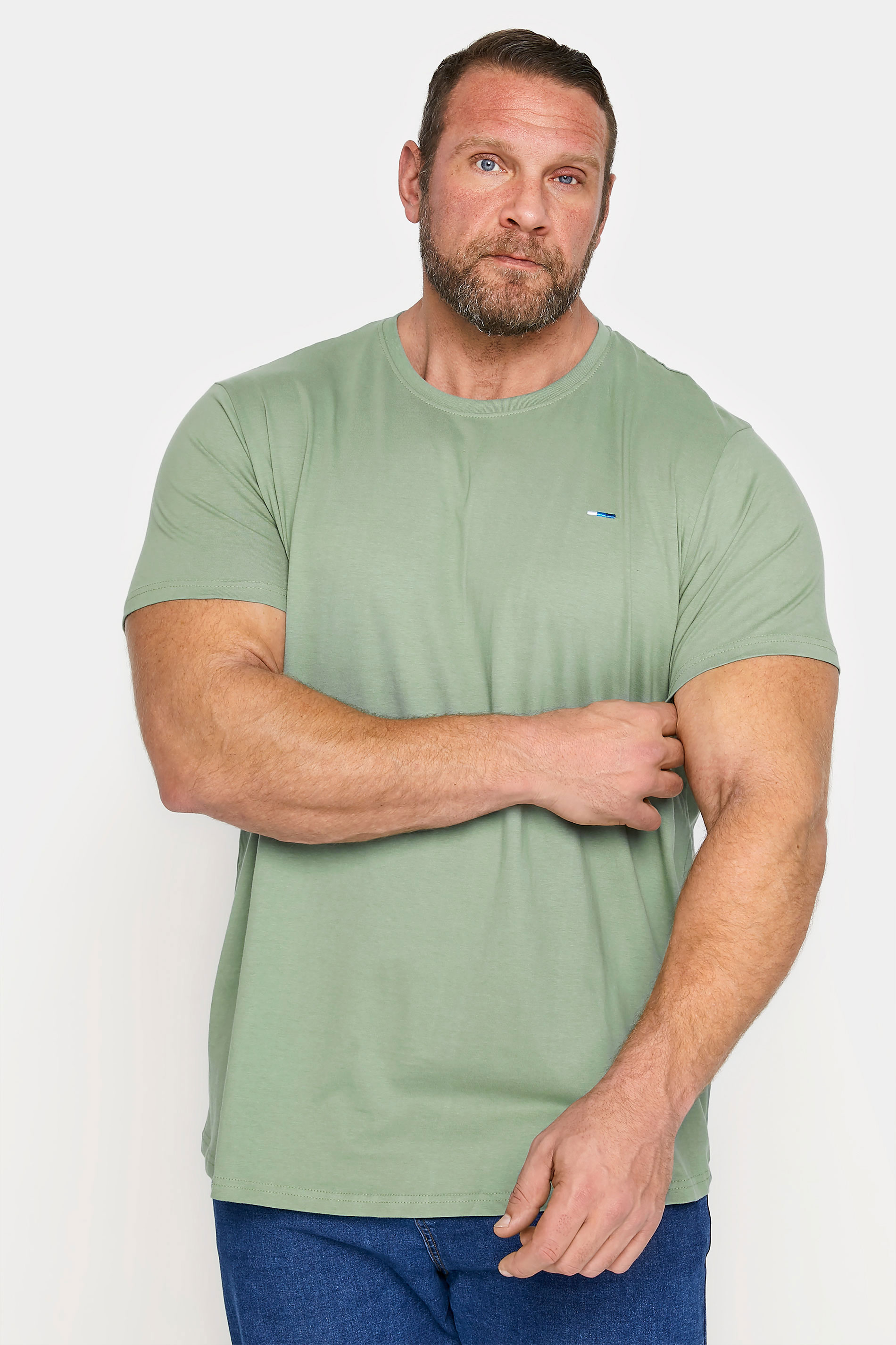 BadRhino Big & Tall Sage Green Plain T-Shirt 1