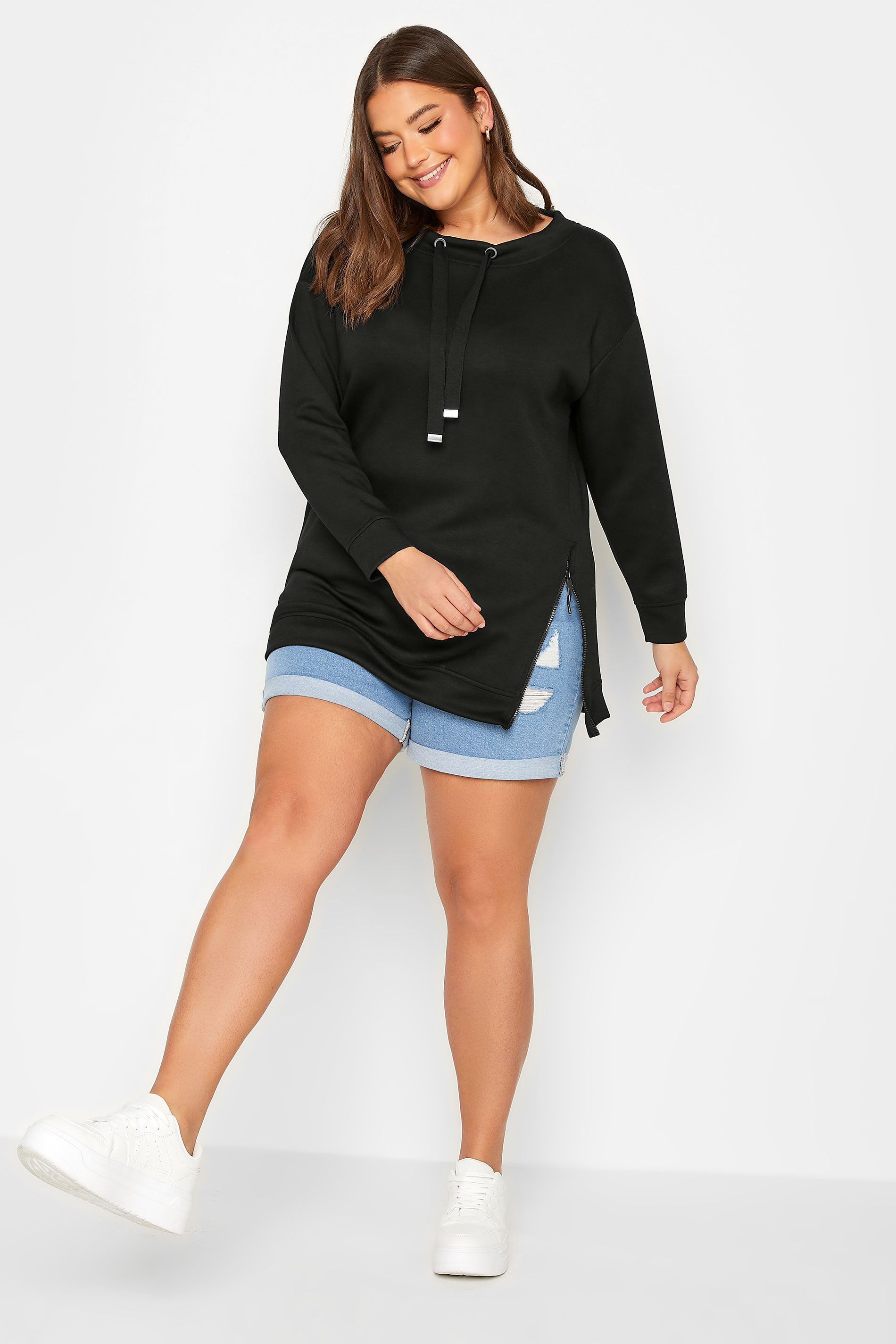 YOURS Curve Plus Size Side Zip Sweatshirt | Yours Clothing 3