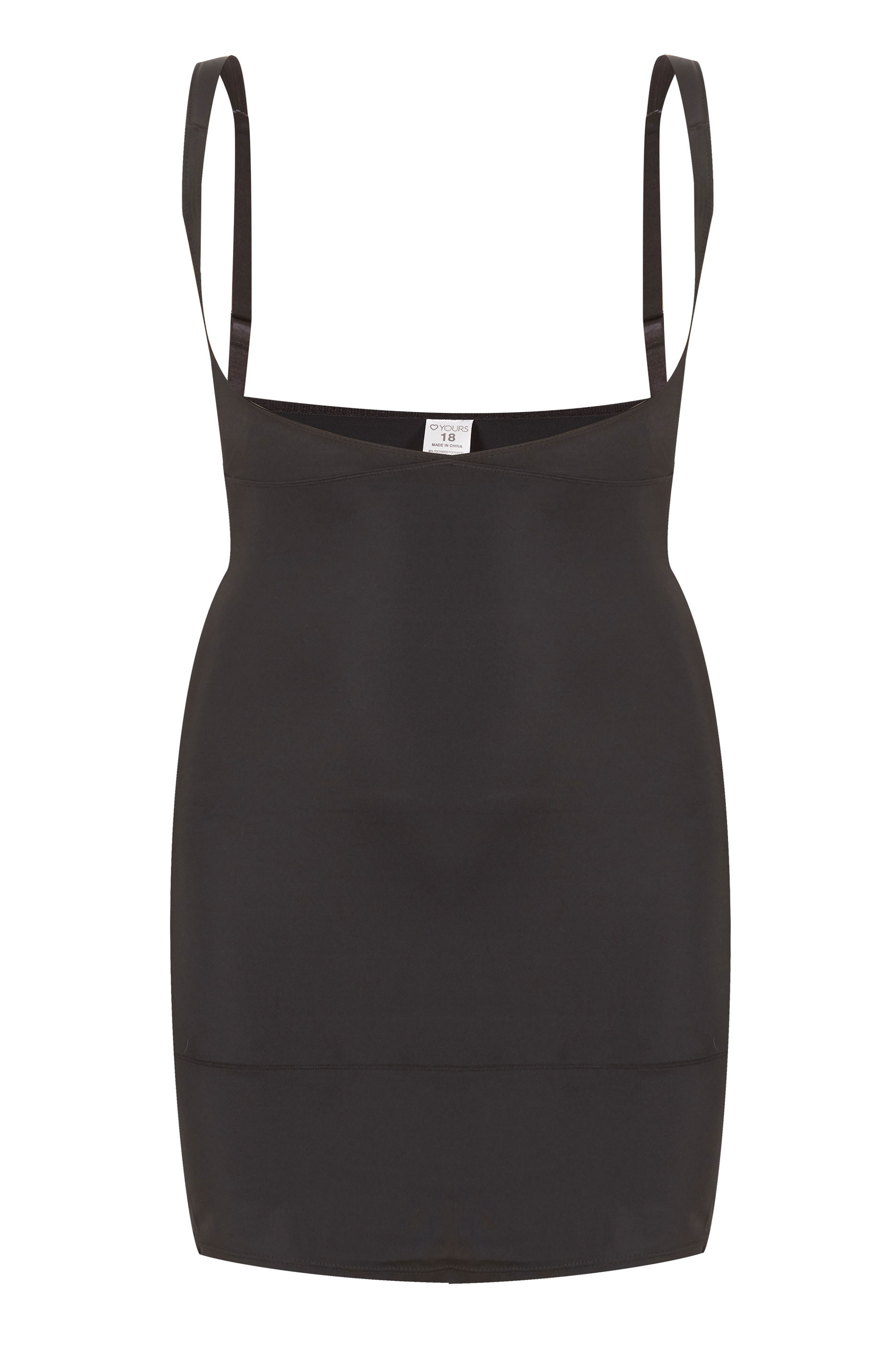 Plus Size Black Control Underbra Slip Dress | Yours Clothing 2