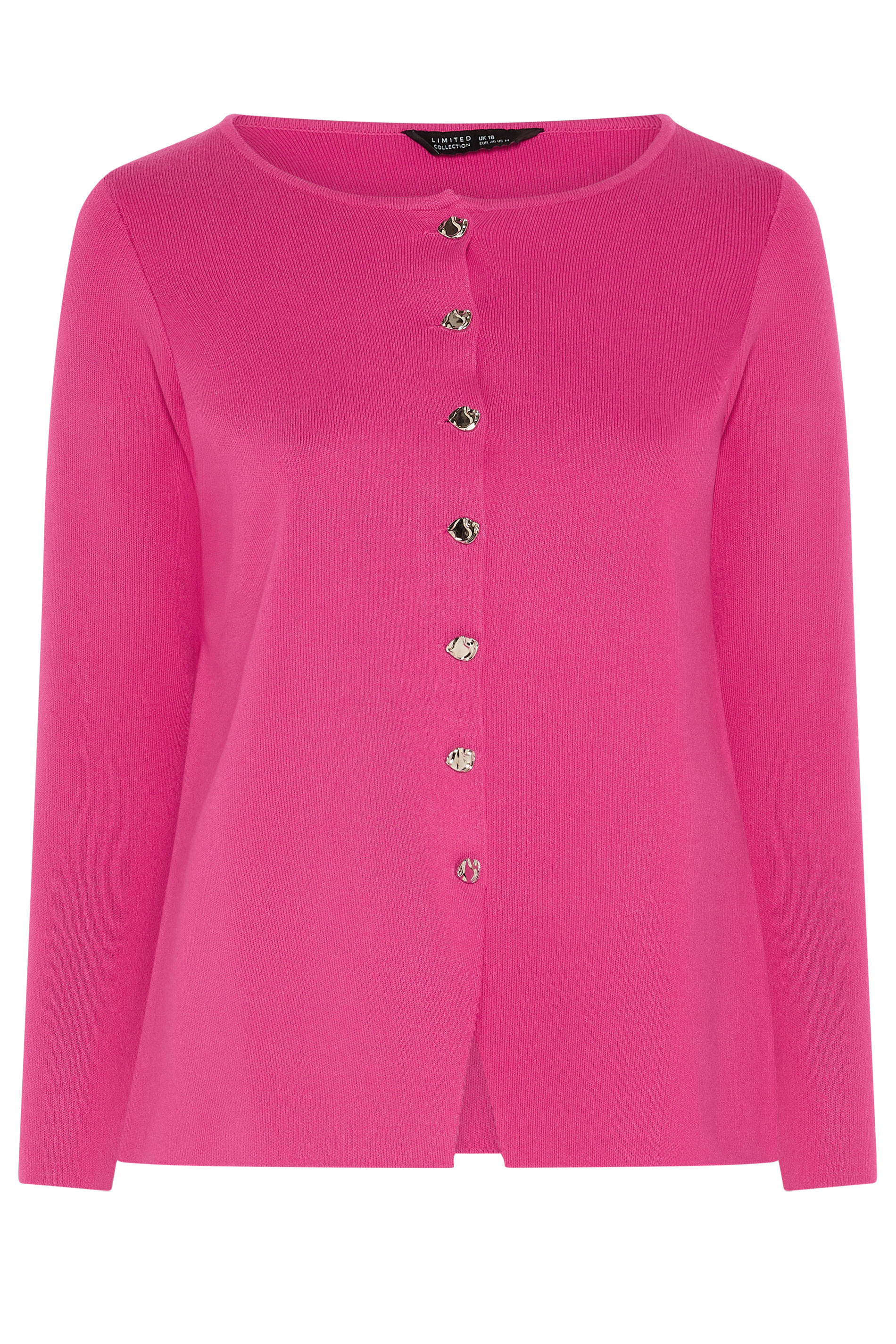LIMITED COLLECTION Plus Size Cobalt Pink Compacted Knit Cardigan | Yours Clothing 6