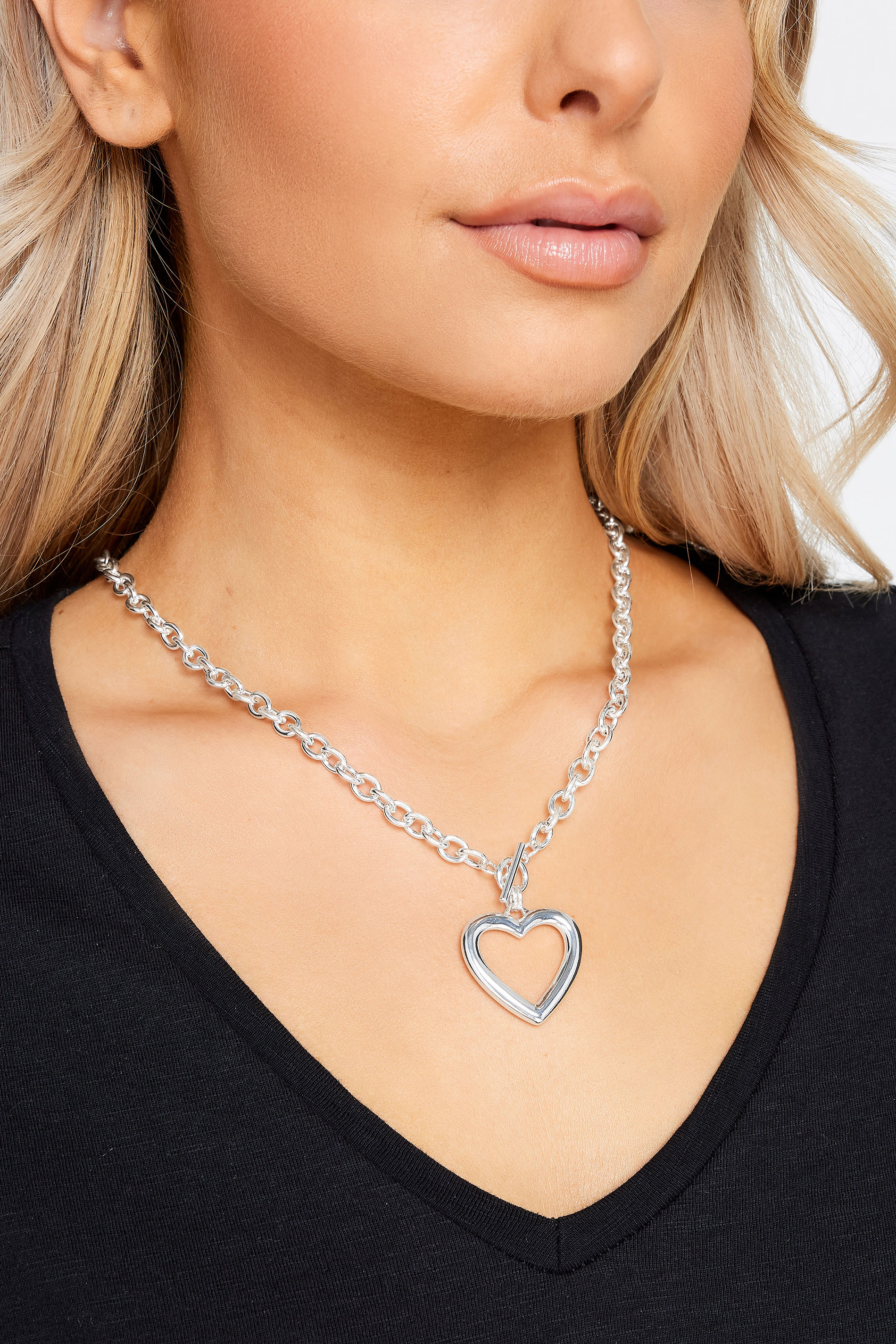 Silver Chain Heart Necklace | Yours Clothing  1