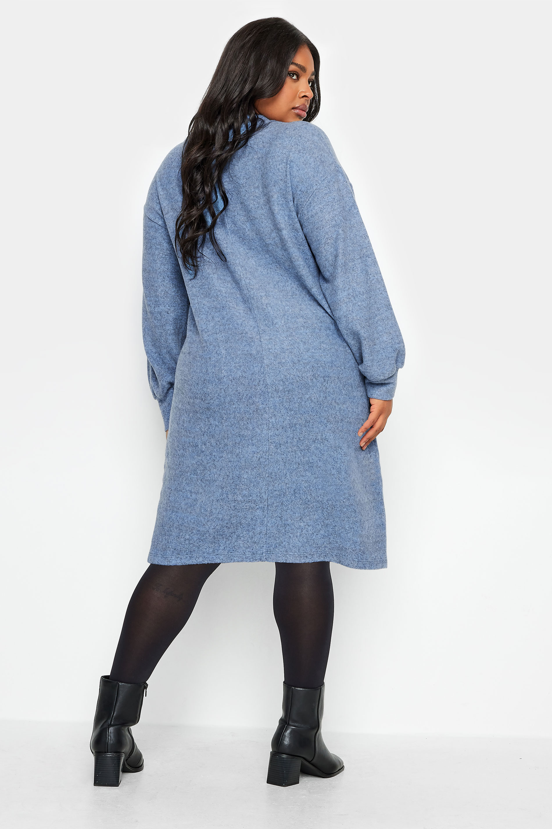 YOURS Plus Size Blue Soft Touch Knitted Jumper Dress | Yours Clothing 3