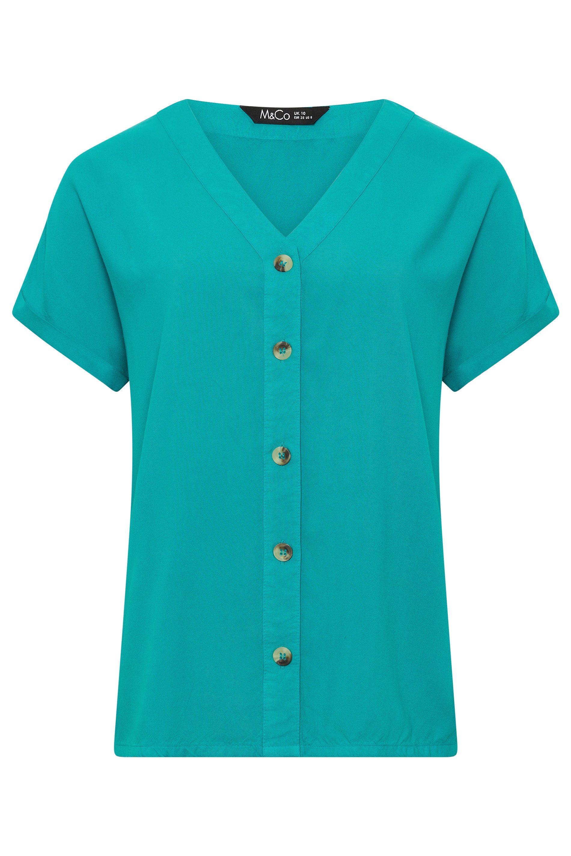 M&Co Teal Green Button Front Blouse | M&Co 5