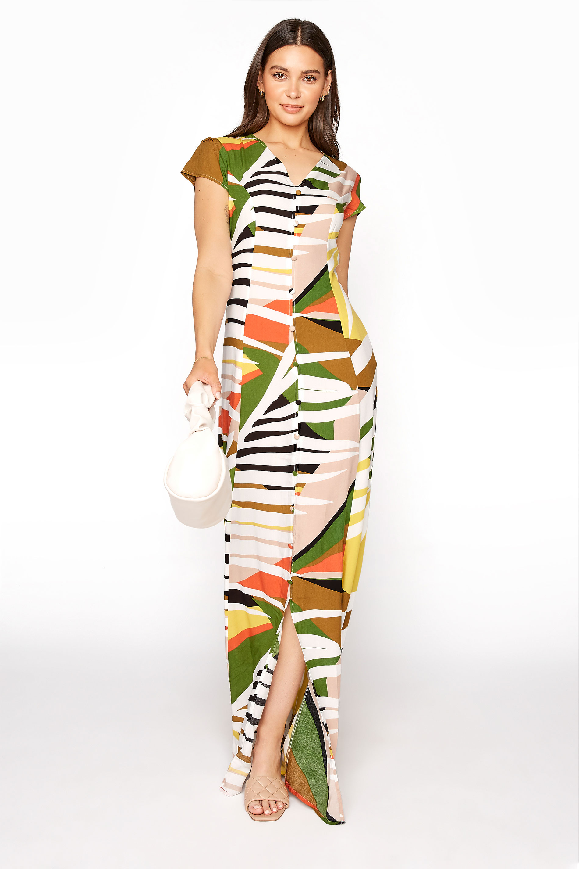 Multi Abstract Button Down Maxi Dress