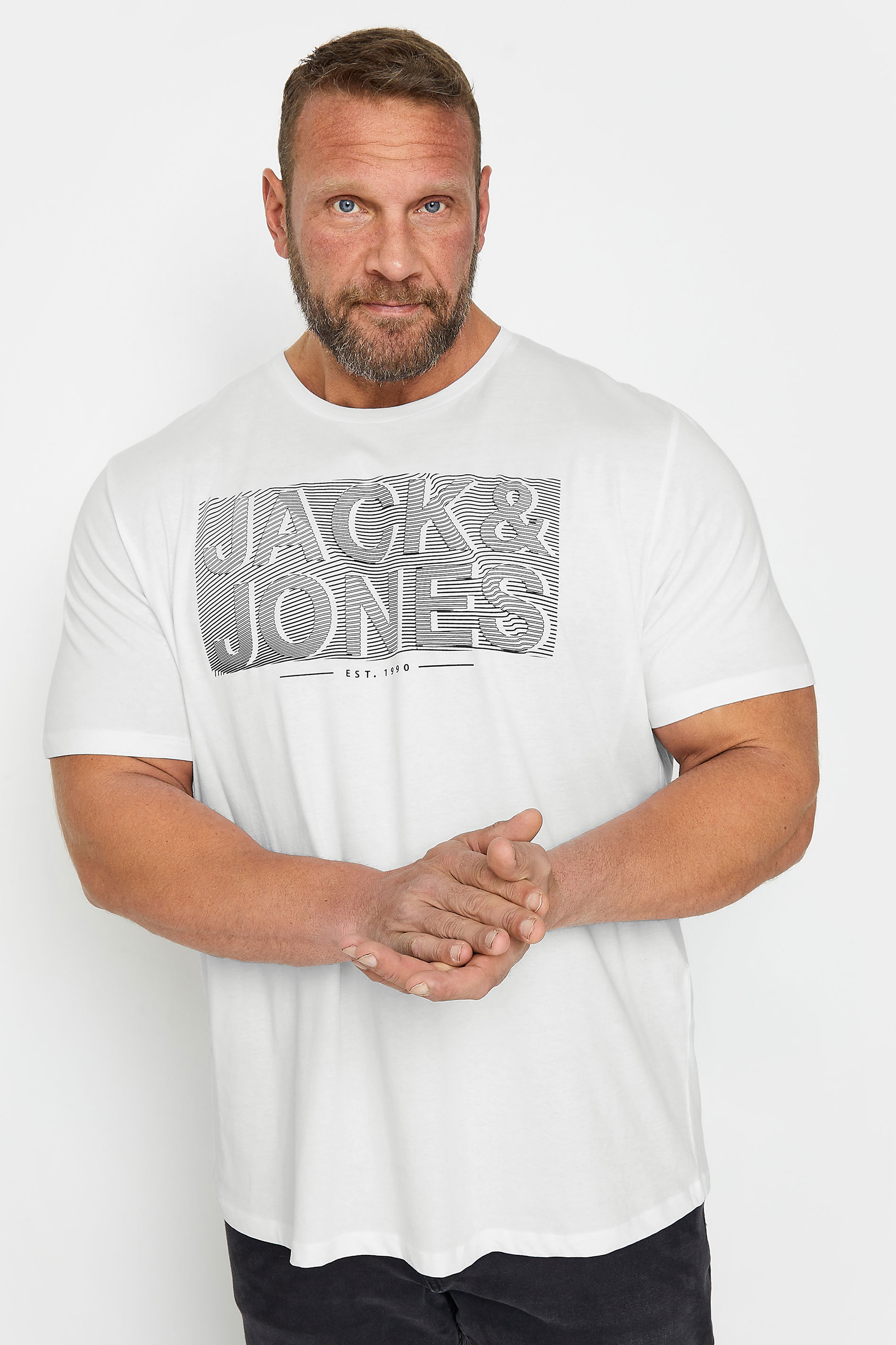 JACK & JONES Big & Tall White T-Shirt | BadRhino 1