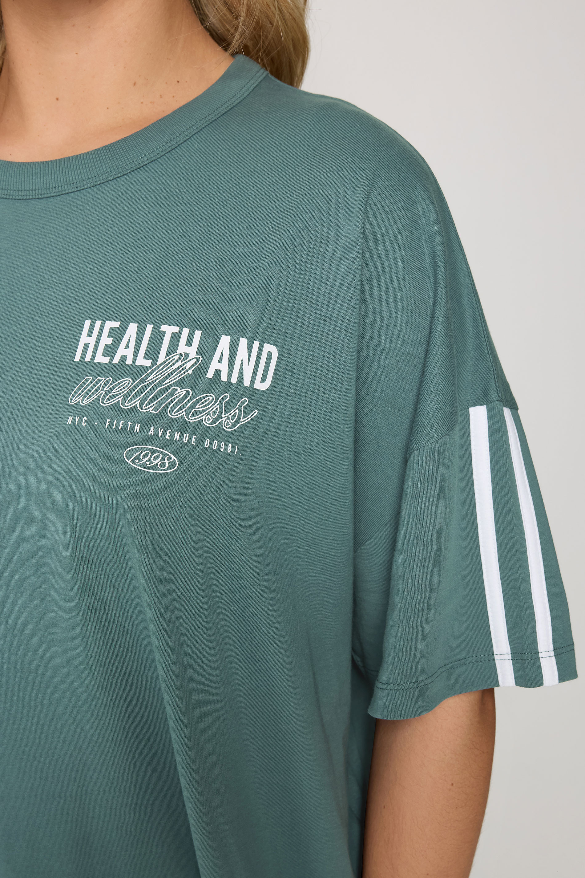 YOURS ACTIVE Plus Size  Blue 'Health & Wellness' T-Shirt | Yours Clothing 7