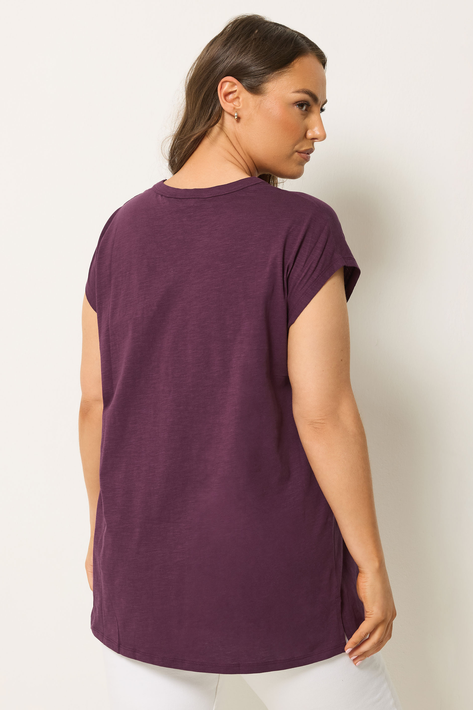 YOURS Plus Size Purple Stud Pocket T-Shirt | Yours Clothing 2