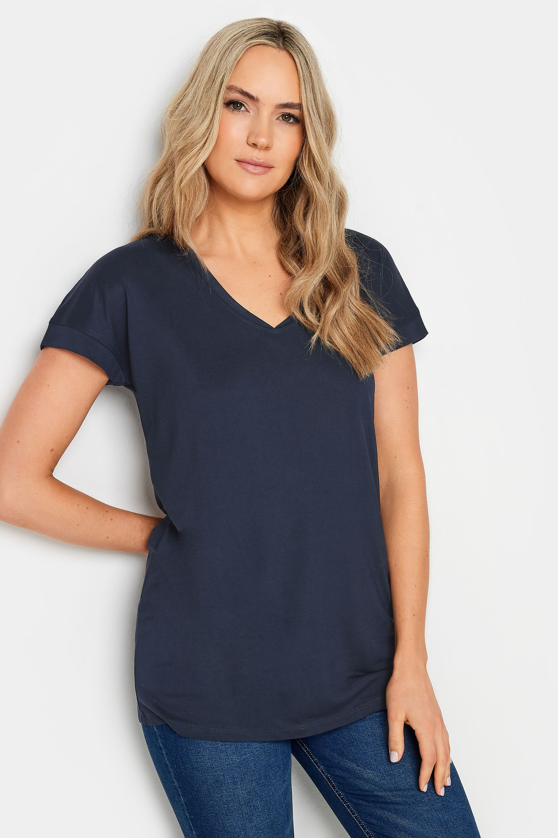 LTS 2 PACK Tall Women's Navy Blue & White Short Sleeve T-Shirts | Long Tall Sally 2