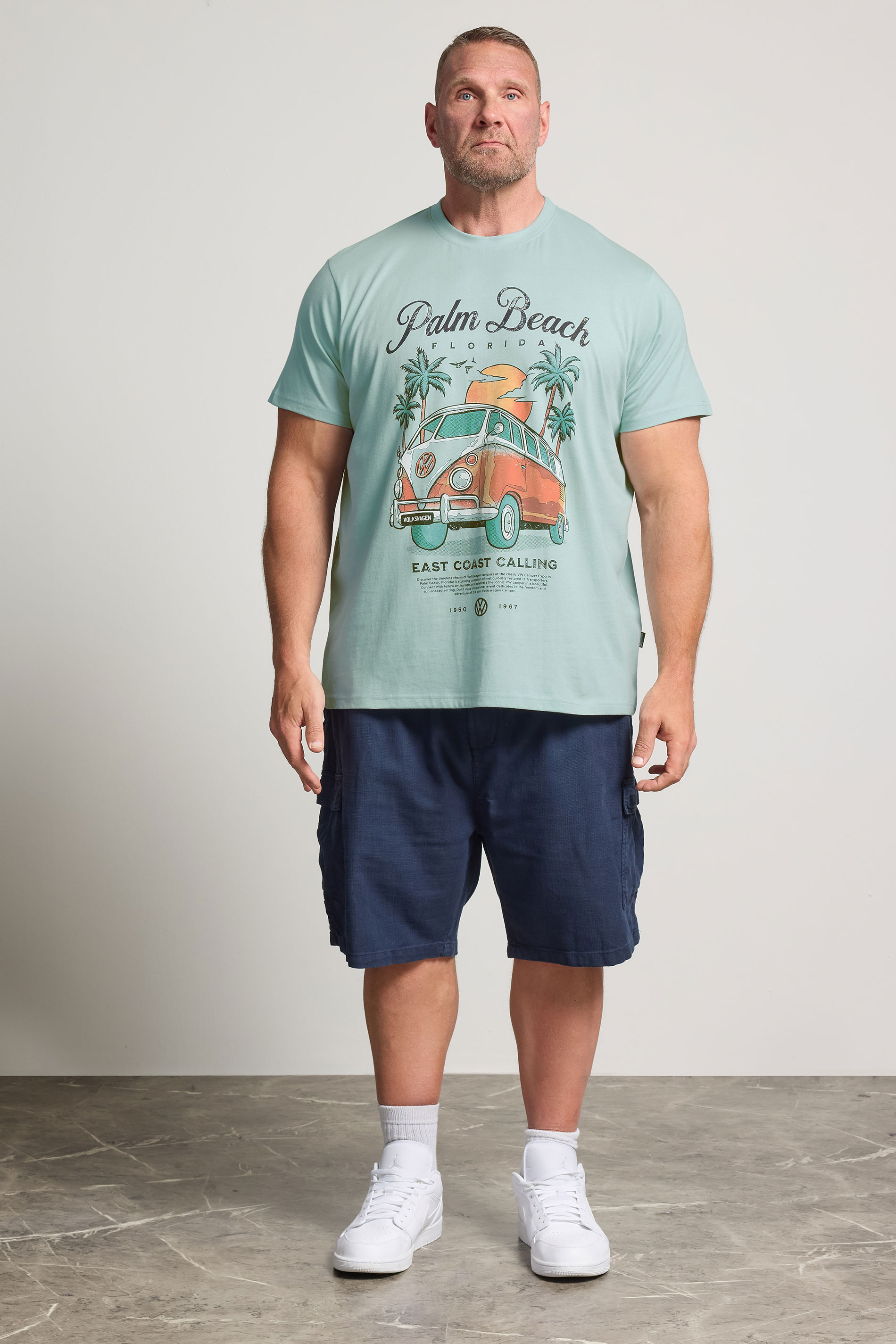 BadRhino Big & Tall Blue Palm Beach VW Graphic T-Shirt  1