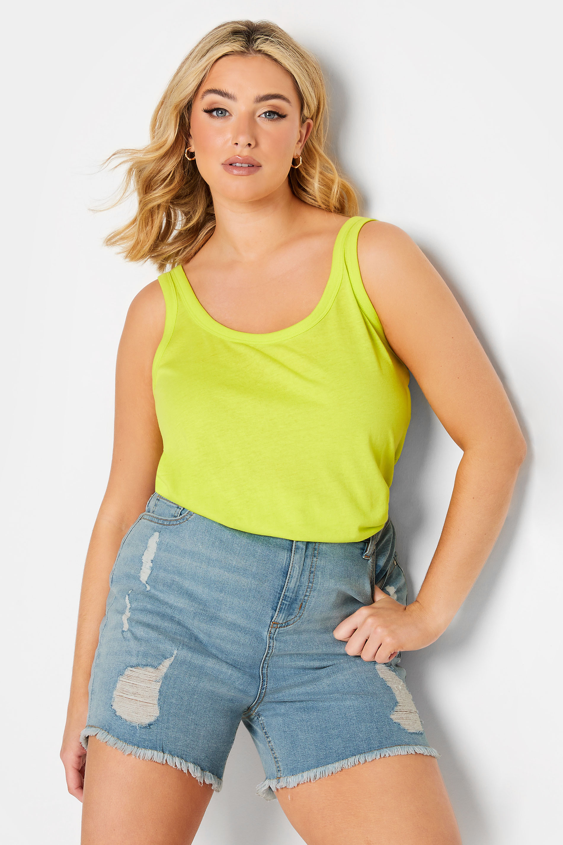 YOURS Plus Size Light Blue Ripped Denim Shorts | Yours Clothing 1