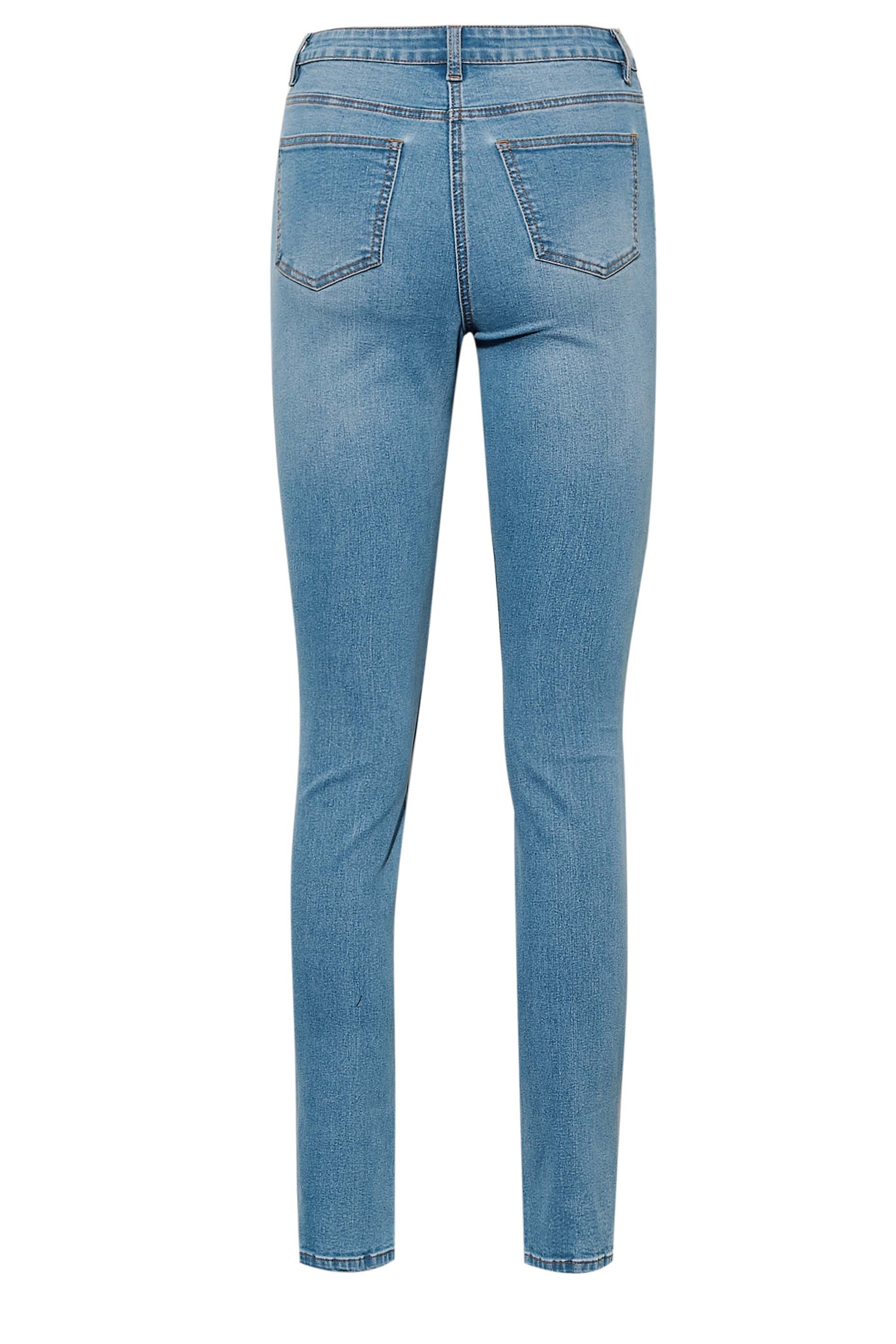 LTS Tall Women's Blue Button Fly Distressed Slim Jeans | Long Tall Sally