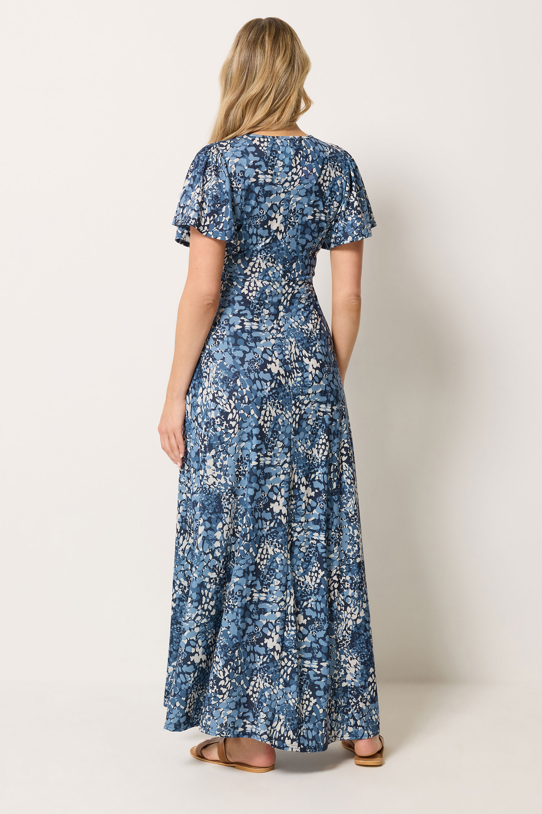 LTS Tall Women's Dark Blue Abstract Wrap Maxi Dress | Long Tall Sally 2