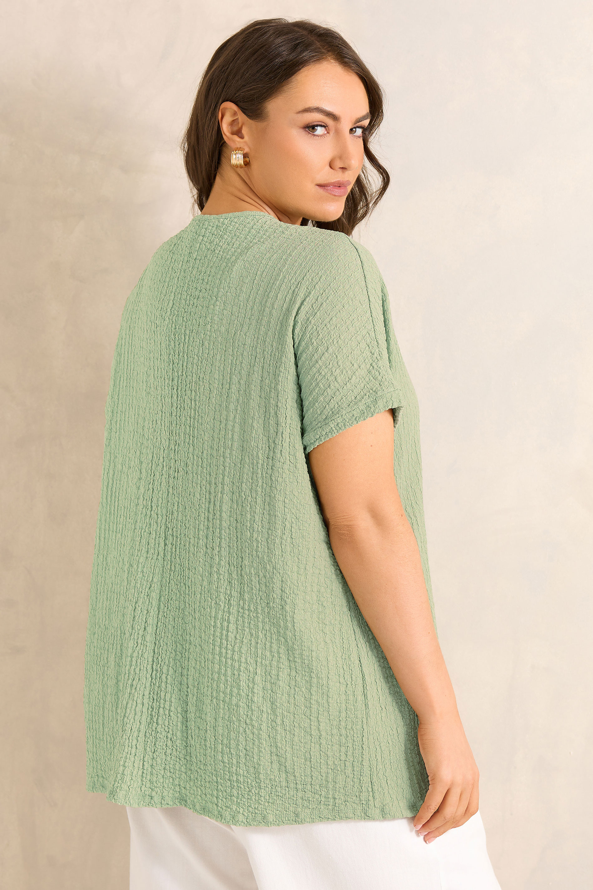 EVANS Plus Size Sage Green Plisse Pleat Top | Evans 2