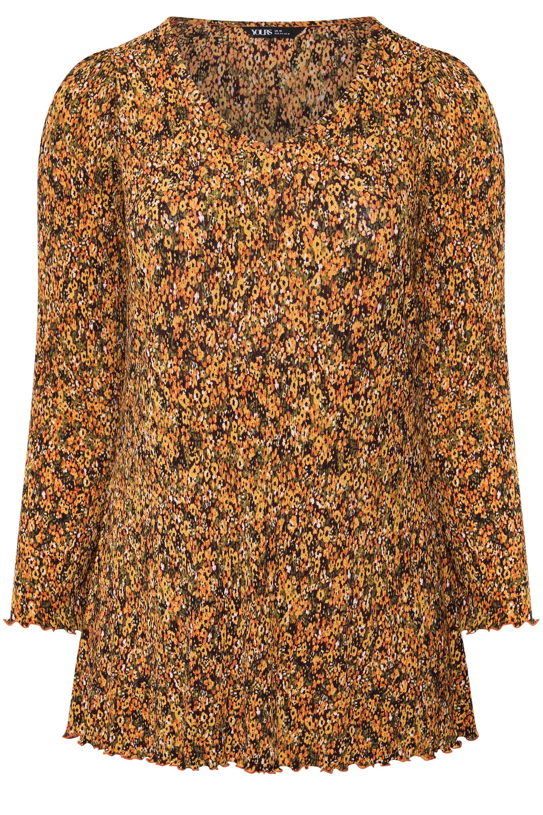 YOURS Plus Size Orange Floral Tunic Top | Yours Clothing 1