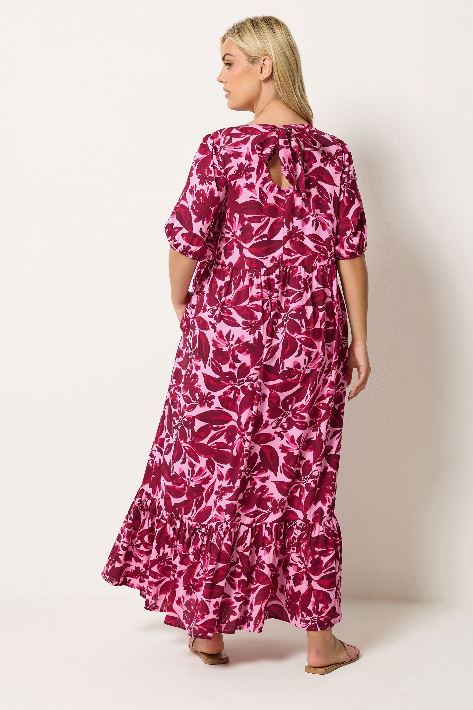 YOURS Plus Size Pink Floral Smock Maxi Dress | Yours Clothing 2