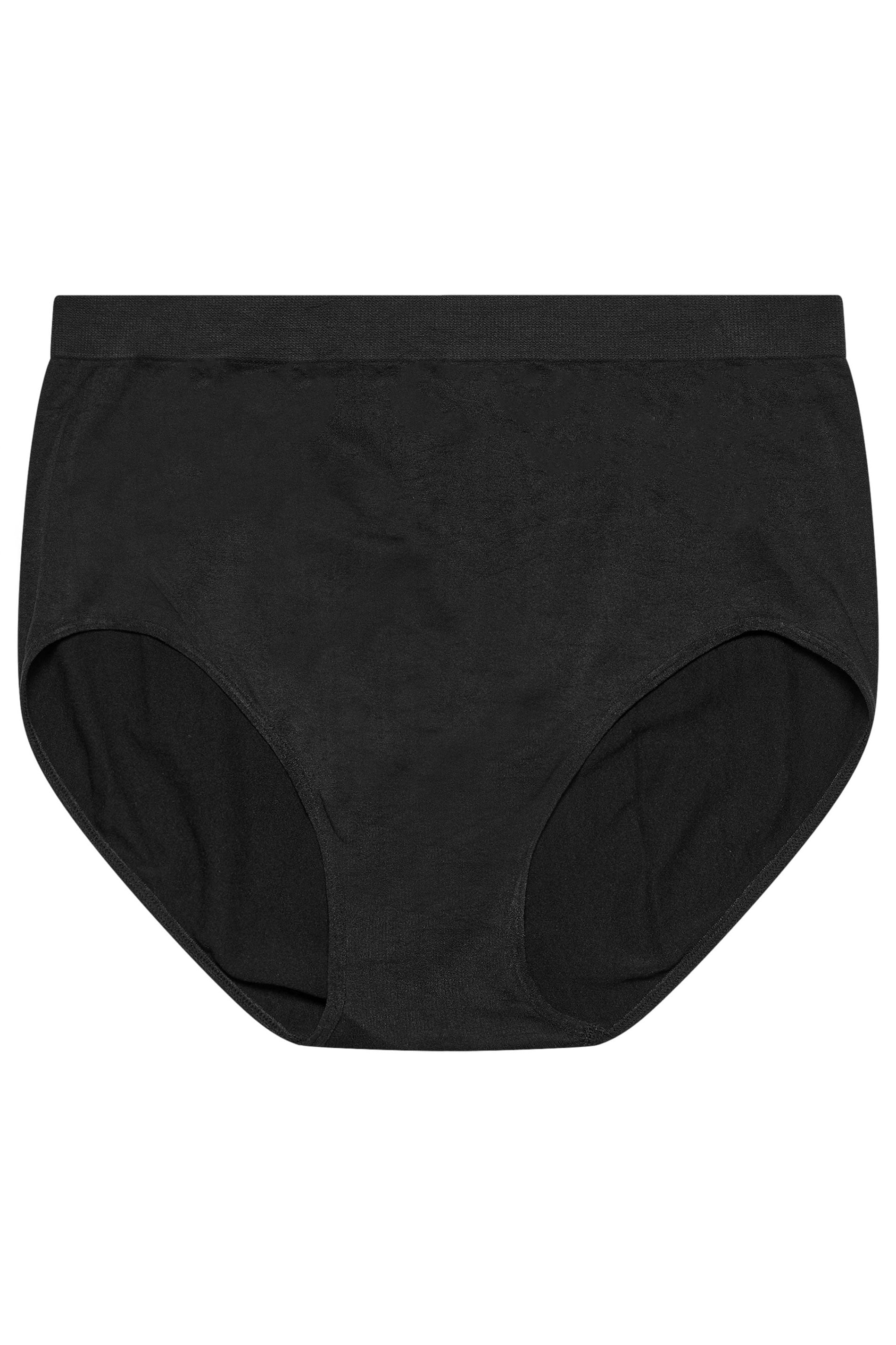 YOURSET Plus Size 3 PACK Black & Nude Seamless Light Control Full Briefs | Yours Clothing  10