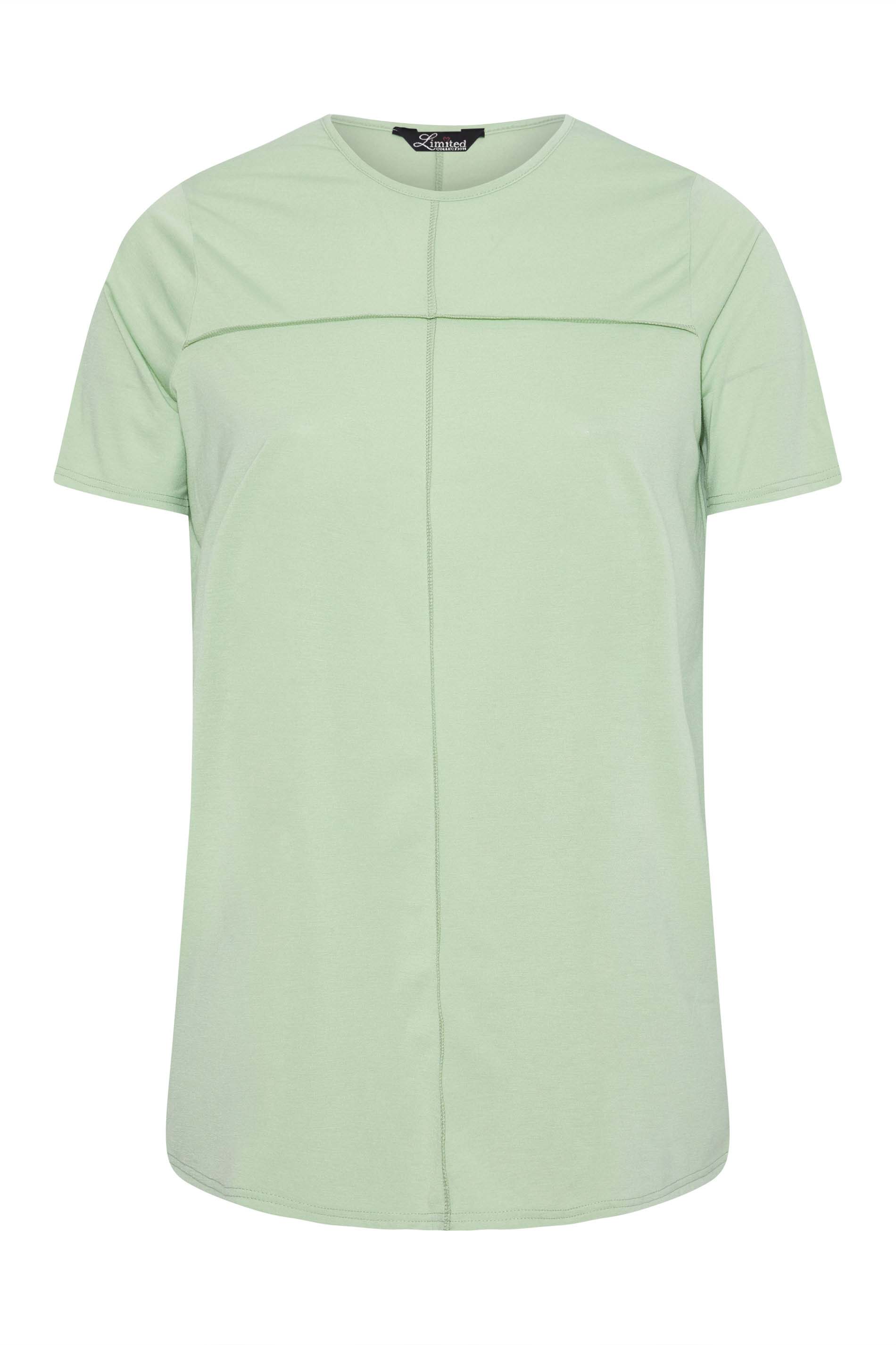 Grande taille  Tops Grande taille  T-Shirts | LIMITED COLLECTION - T-Shirt Vert Pastel Couture en Jersey - RK62290