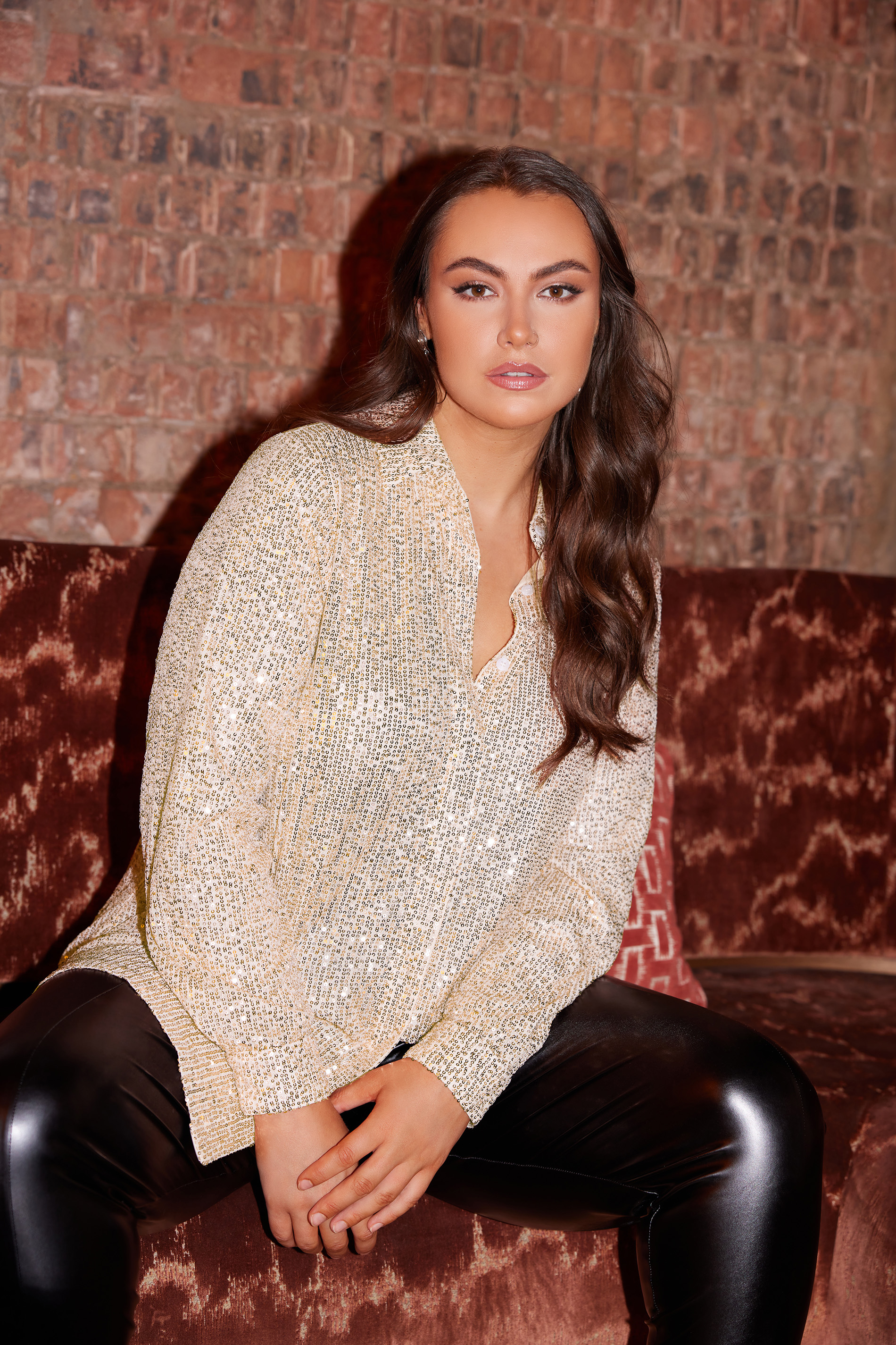 Product Video For YOURS LONDON Plus Size Gold Sequin Embellished Shirt | Yours Clothing 1
