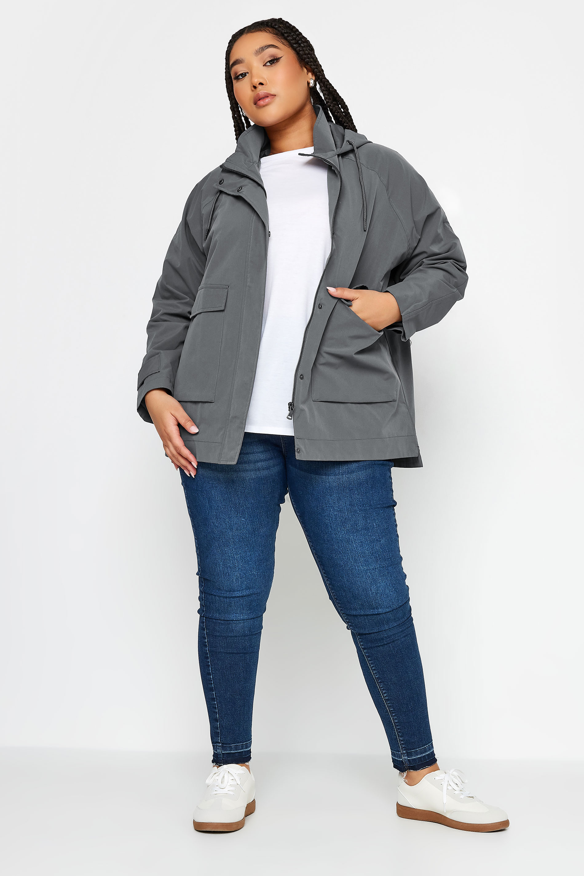 YOURS Plus Size Charcoal Grey Raglan Lightweight Jacket | Yours Clothing 2