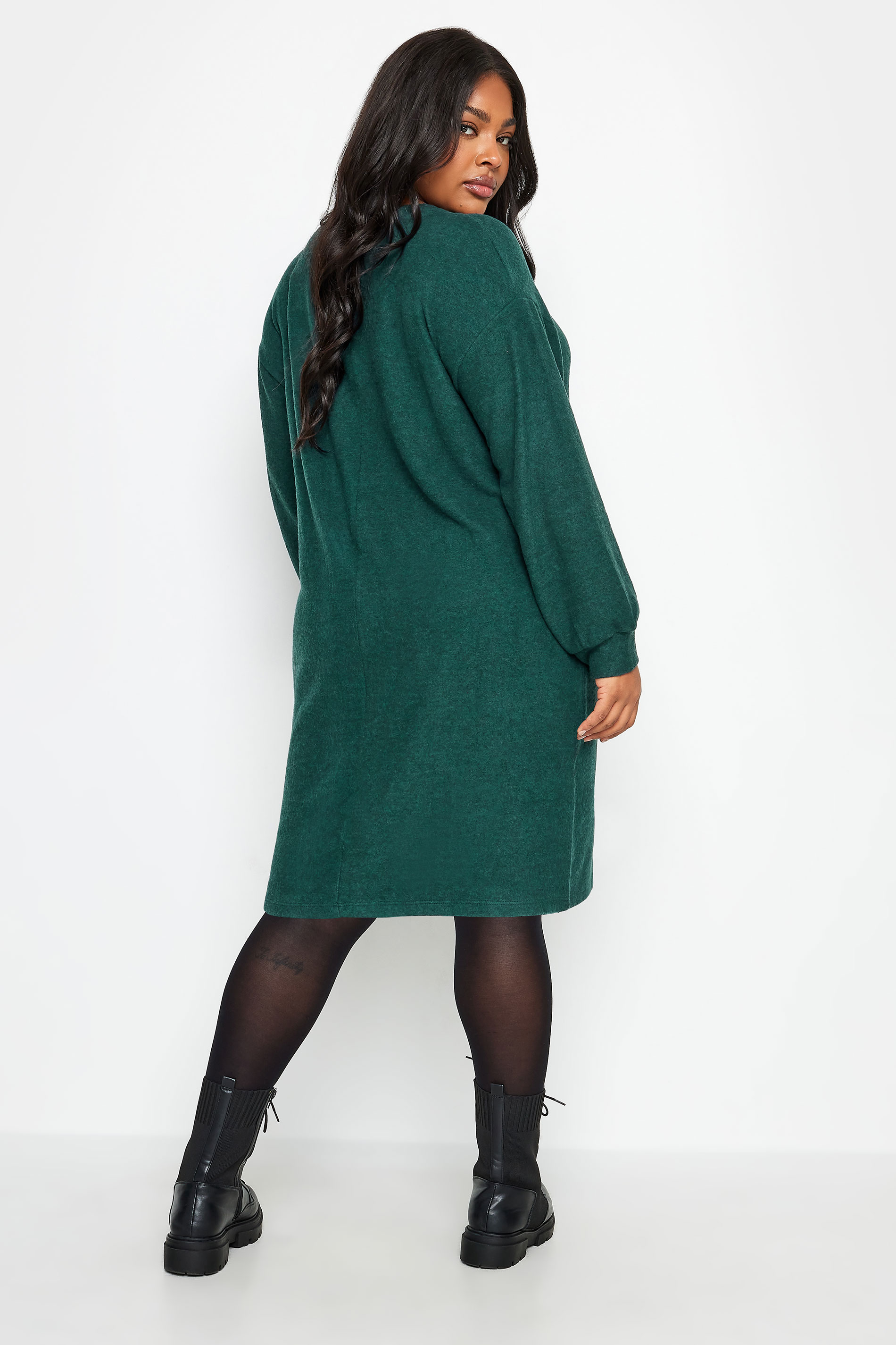 YOURS Plus Size Green Soft Touch Knitted Jumper Dress | Yours Clothing 3