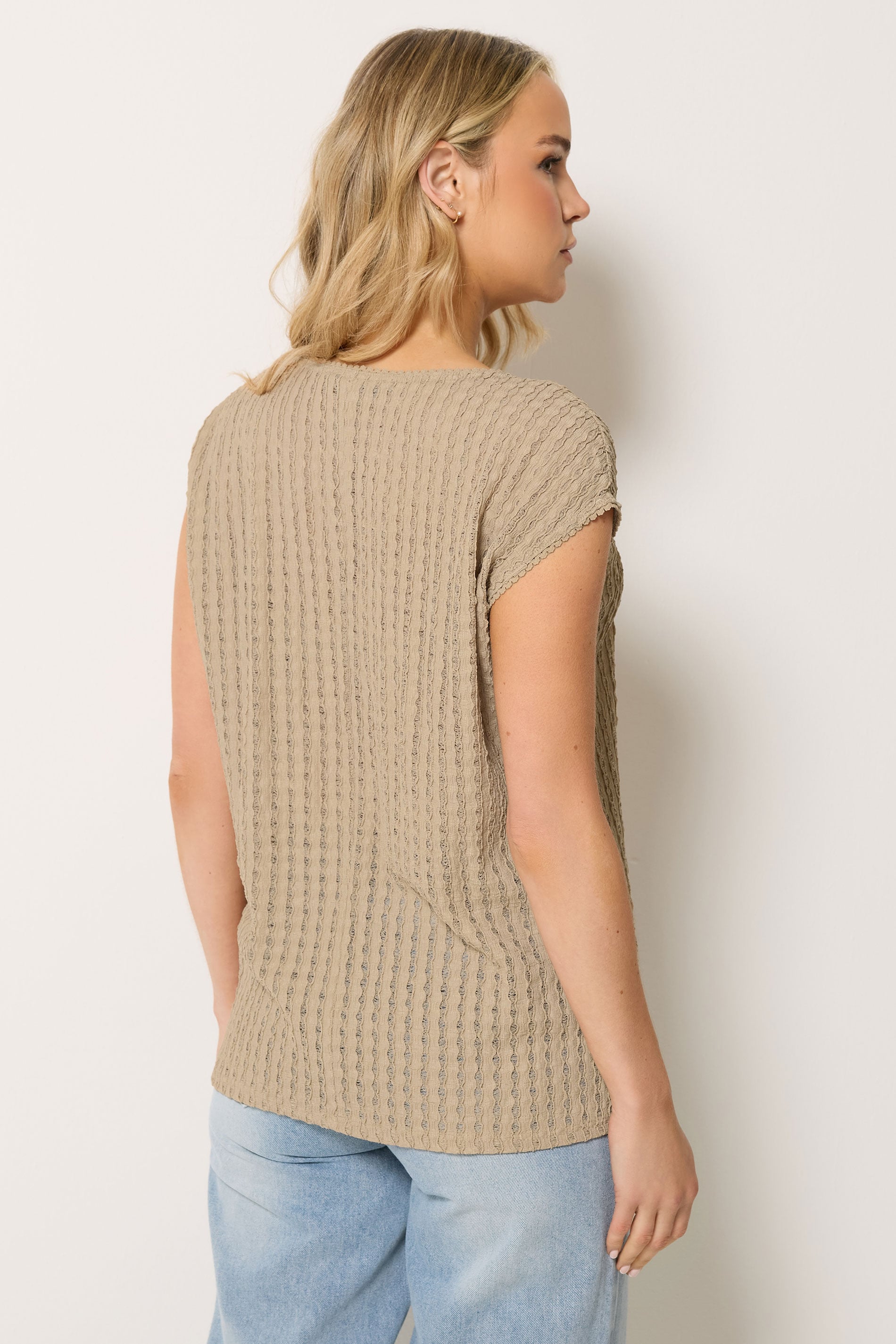 LTS Tall Women's Cream Textured Stripe Top | Long Tall Sally 2