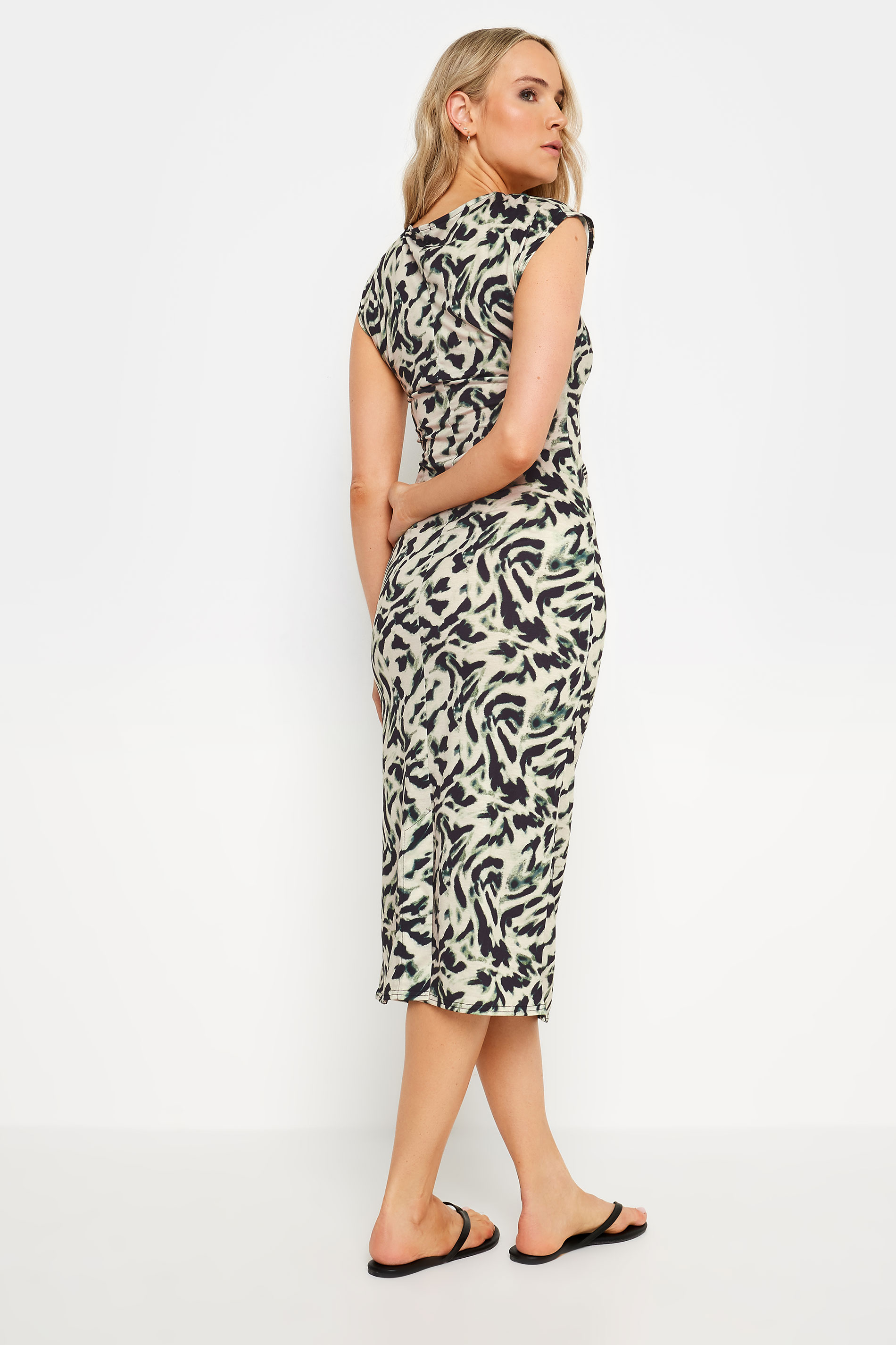 LTS Tall Natural Brown Abstract Print Midaxi Dress | Long Tall Sally 2