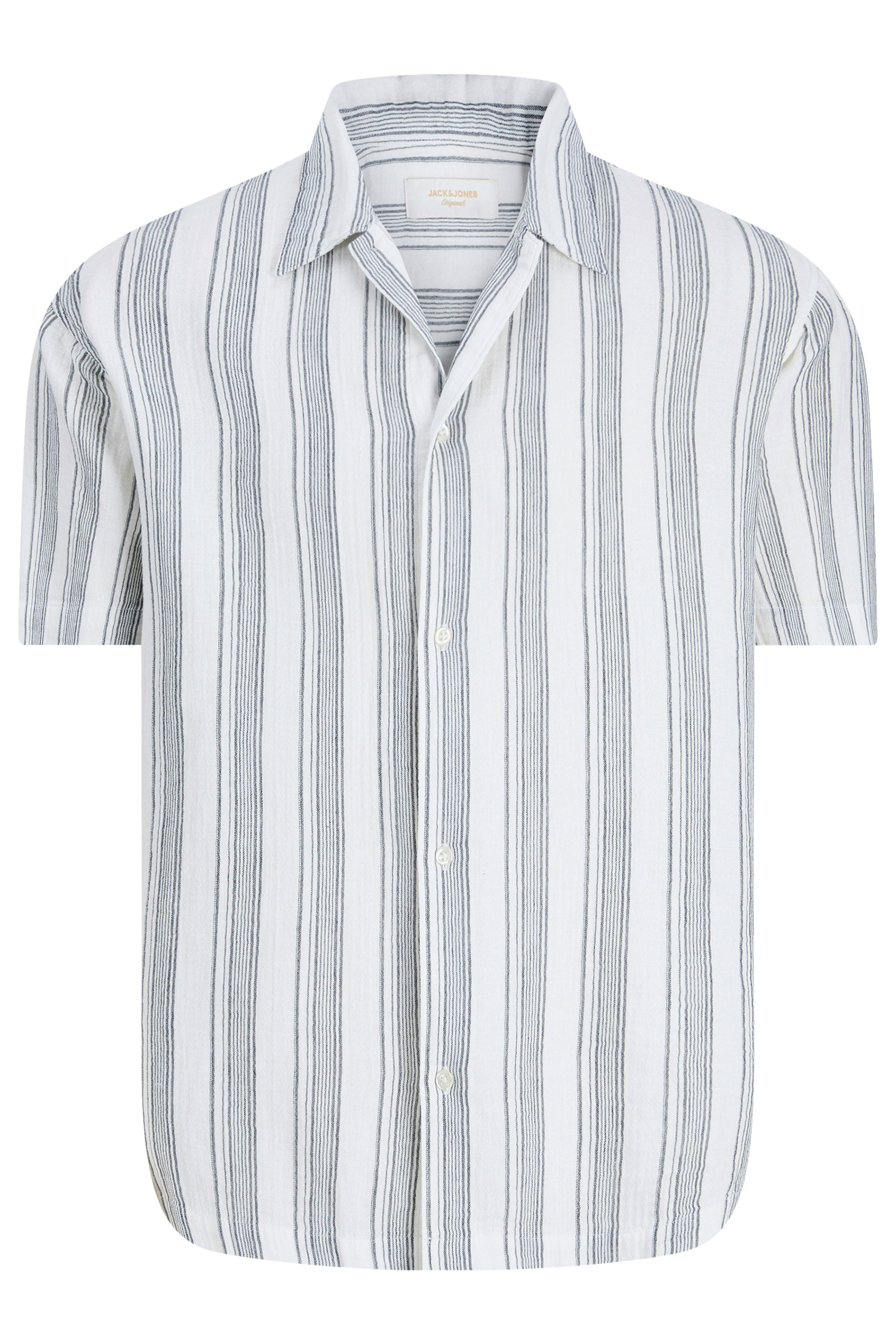 JACK & JONES Big & Tall Navy Blue Striped Shirt | BadRhino 2