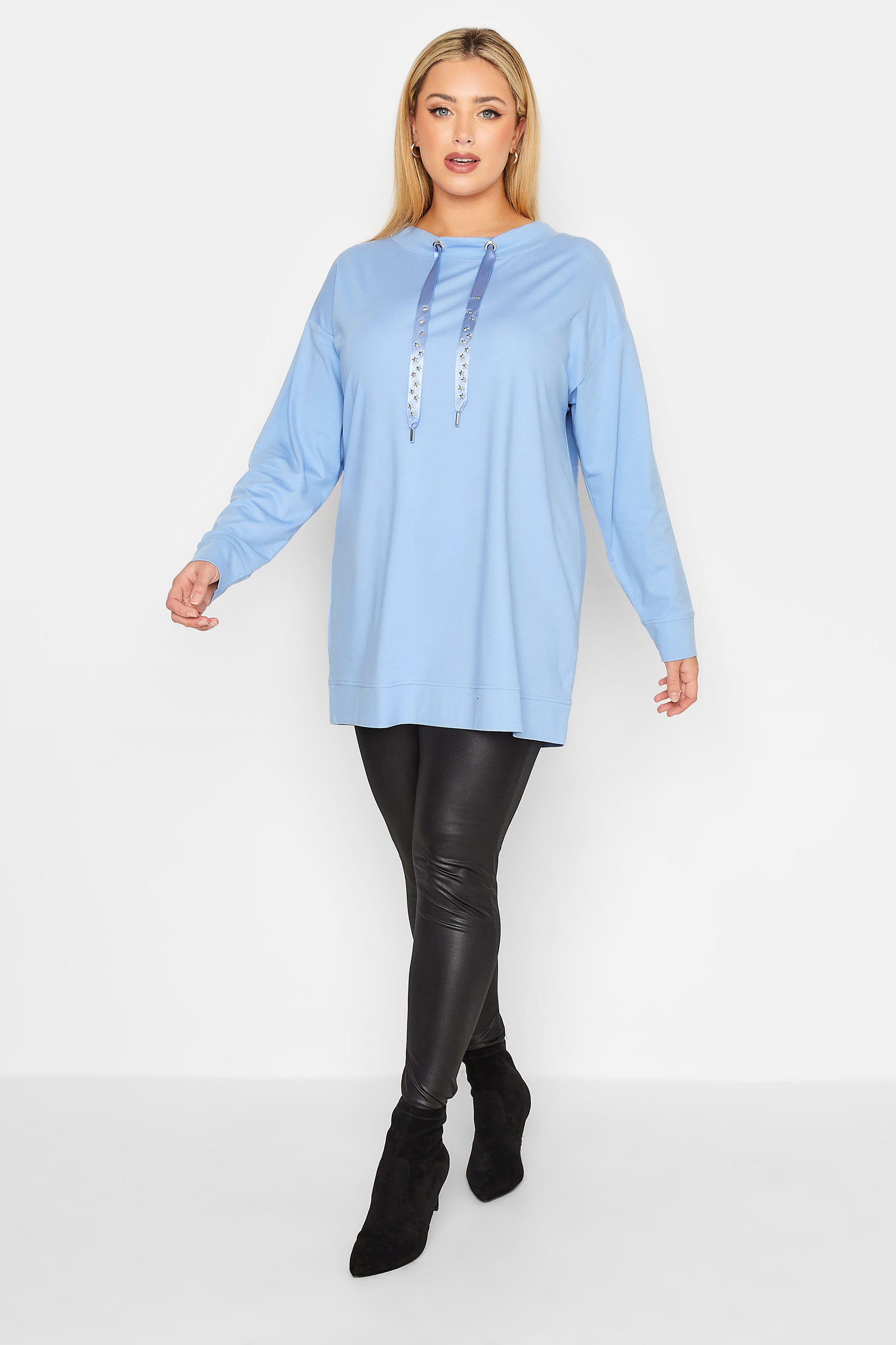YOURS LUXURY Plus Size Blue Star Embellished Sweatshirt | Yours Clothing 3