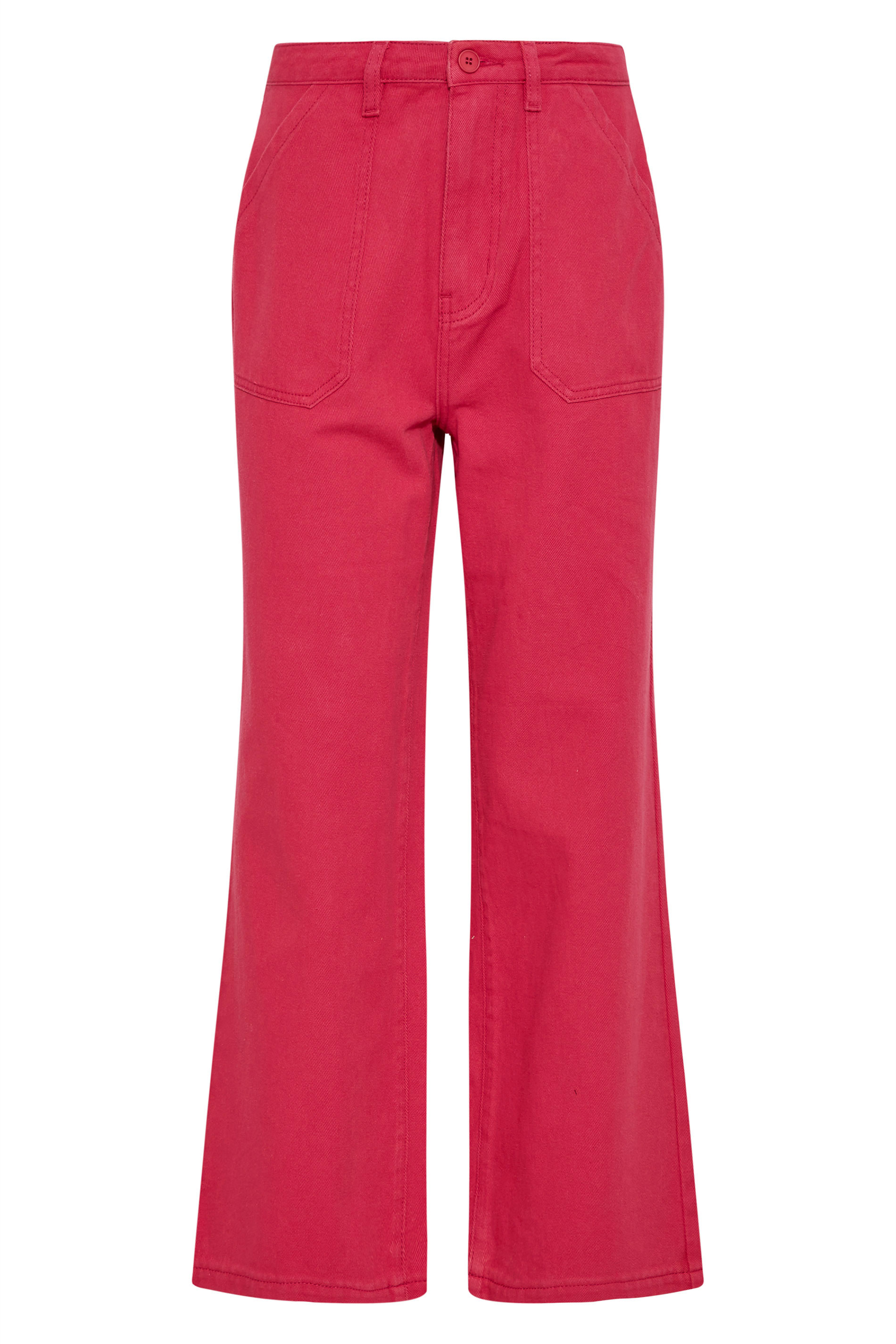 LTS Tall Women's Bright Pink Cotton Twill Wide Leg Cropped Trousers ...