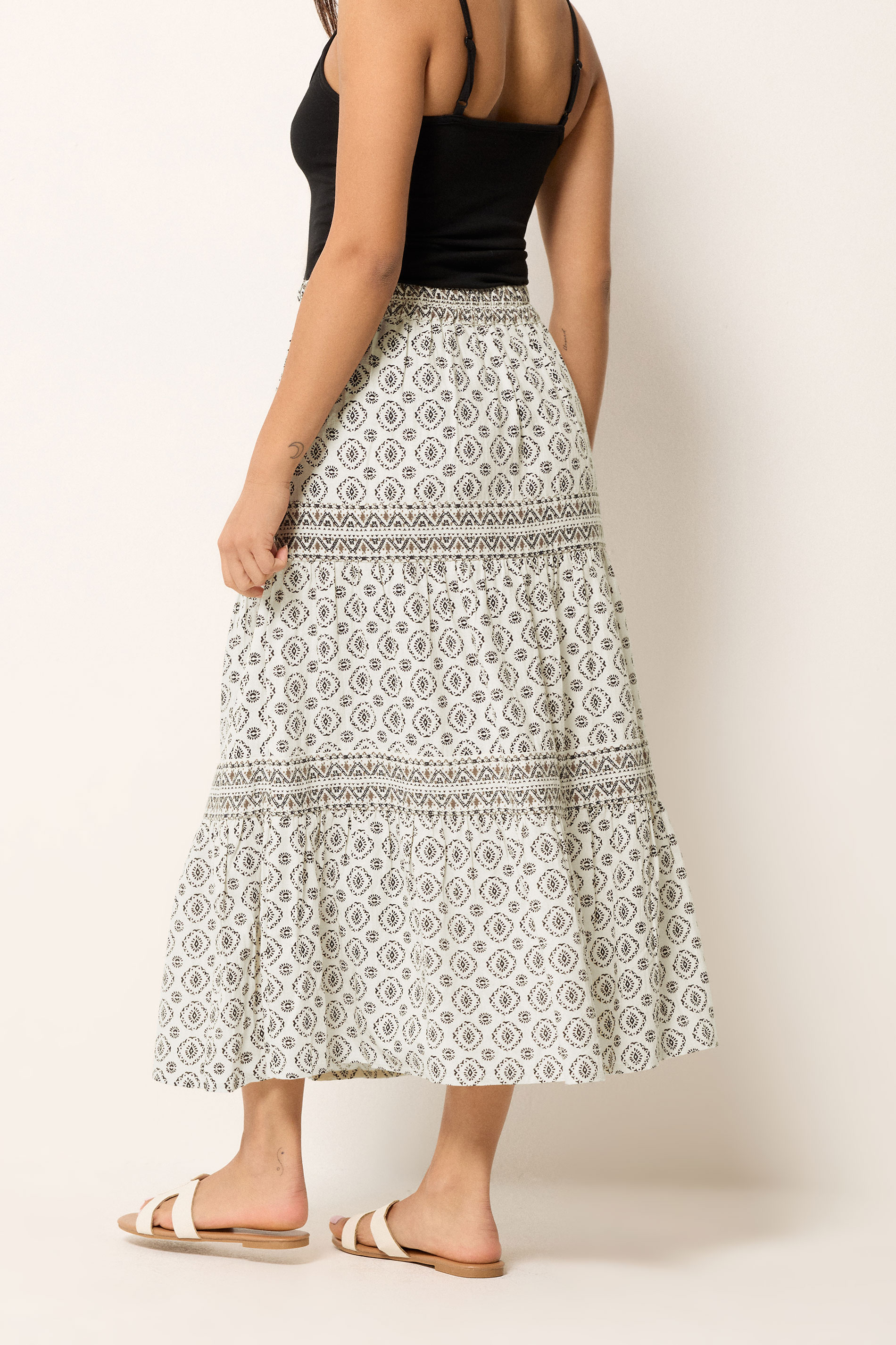 M&Co Petite White Aztec Tiered Maxi Skirt | M&Co 2