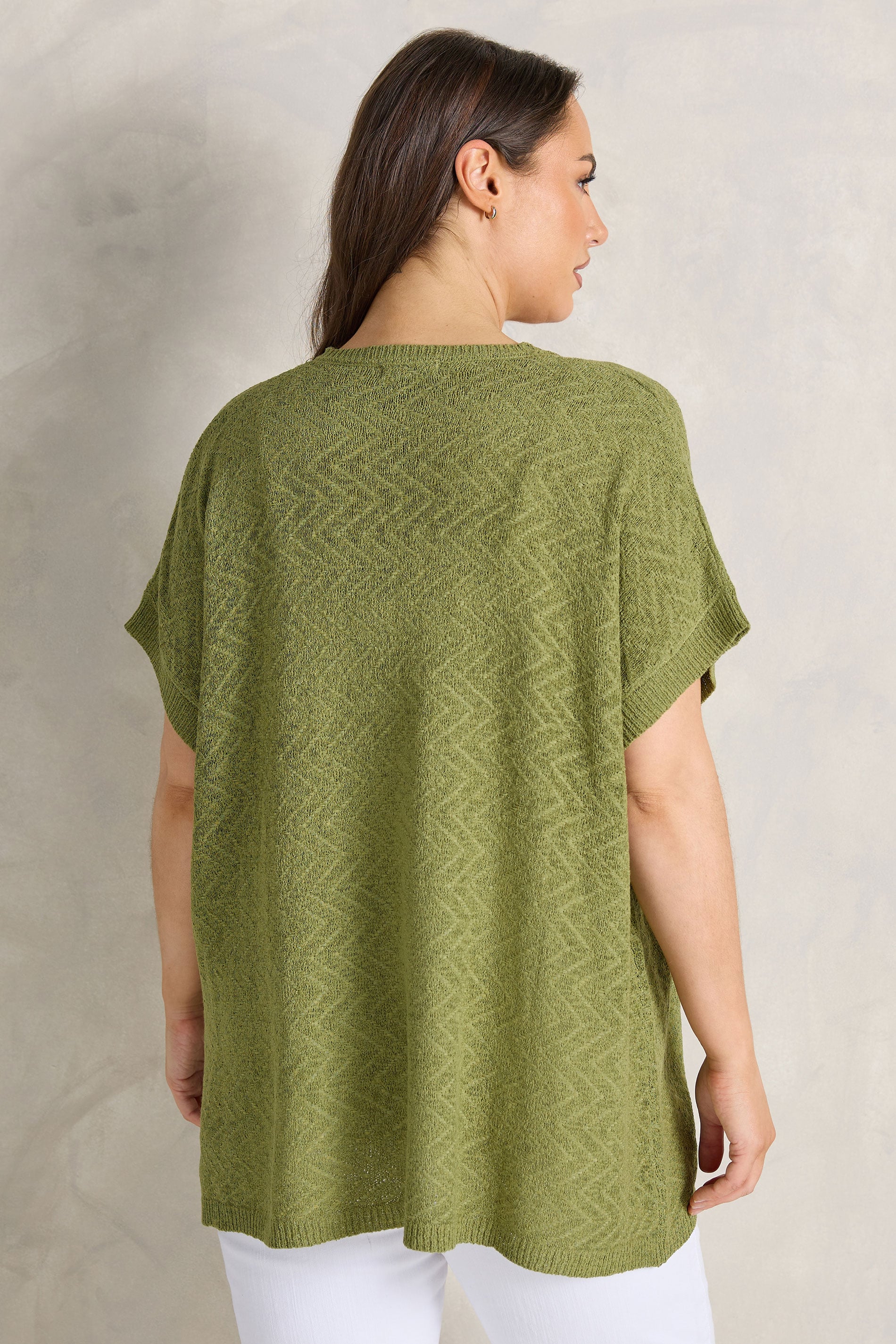 EVANS Plus Size Green Tape Yarn Short Sleeve Cardigan | Evans 2