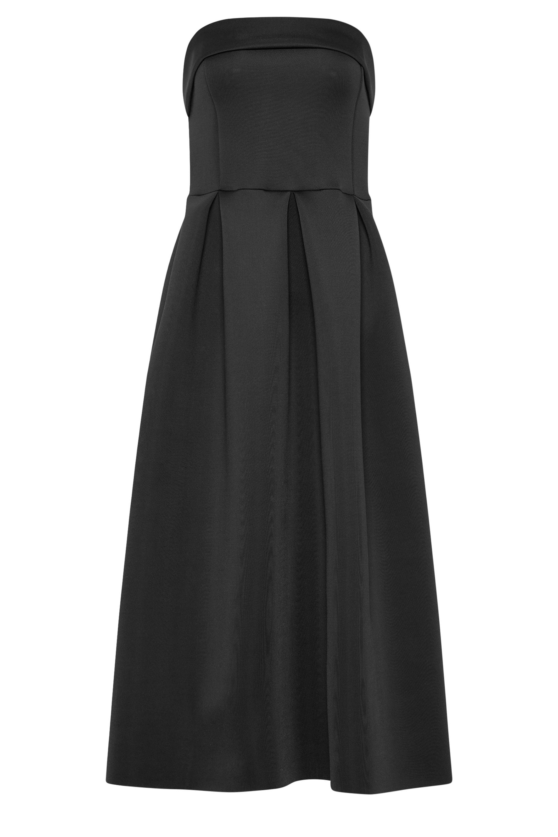 LTS Tall Women's Black Pleated Bandeau Midi Dress | Long Tall Sally 5
