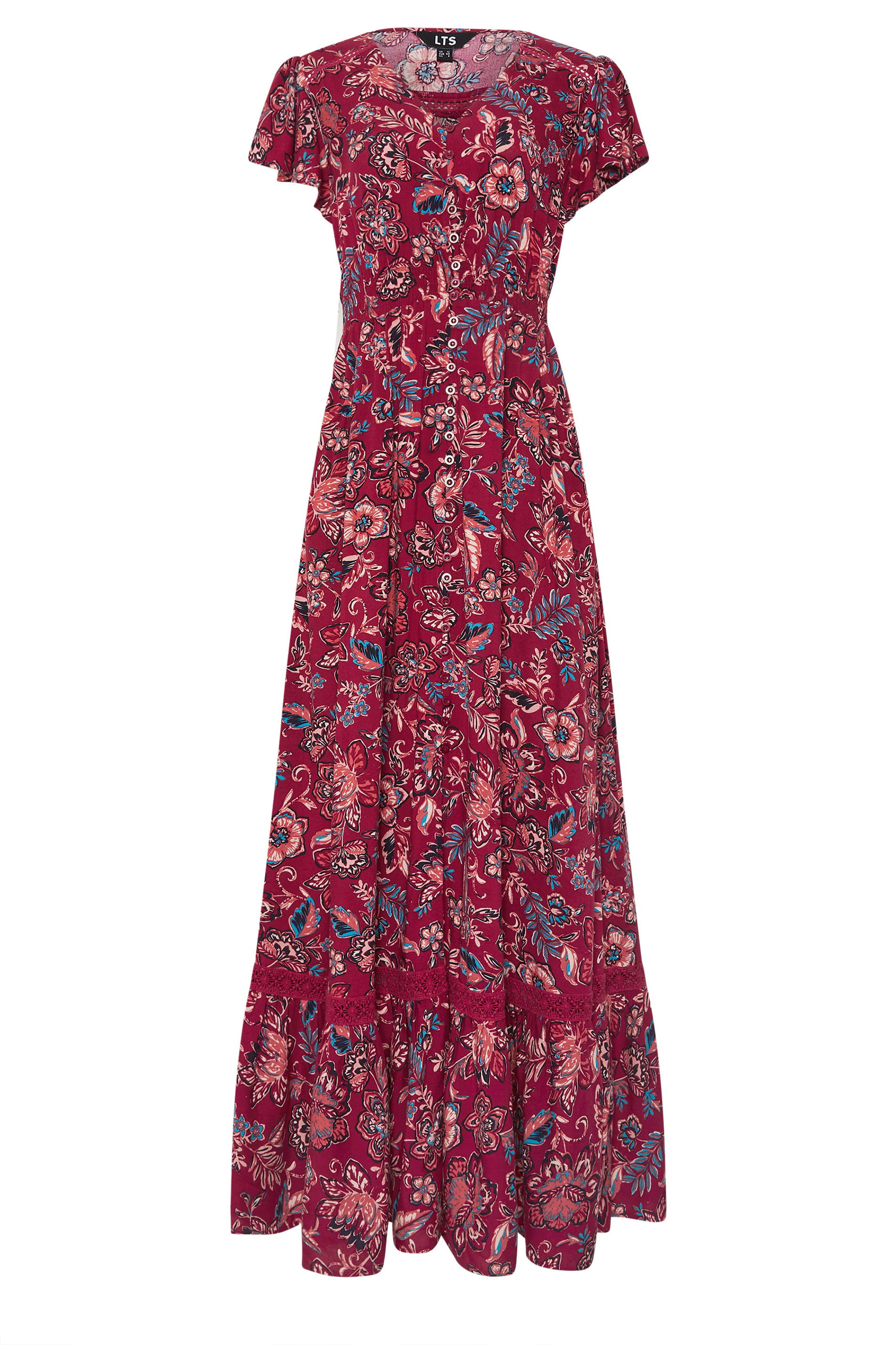 LTS Tall Women's Red Floral Print Button Maxi Dress | Long Tall Sally 6
