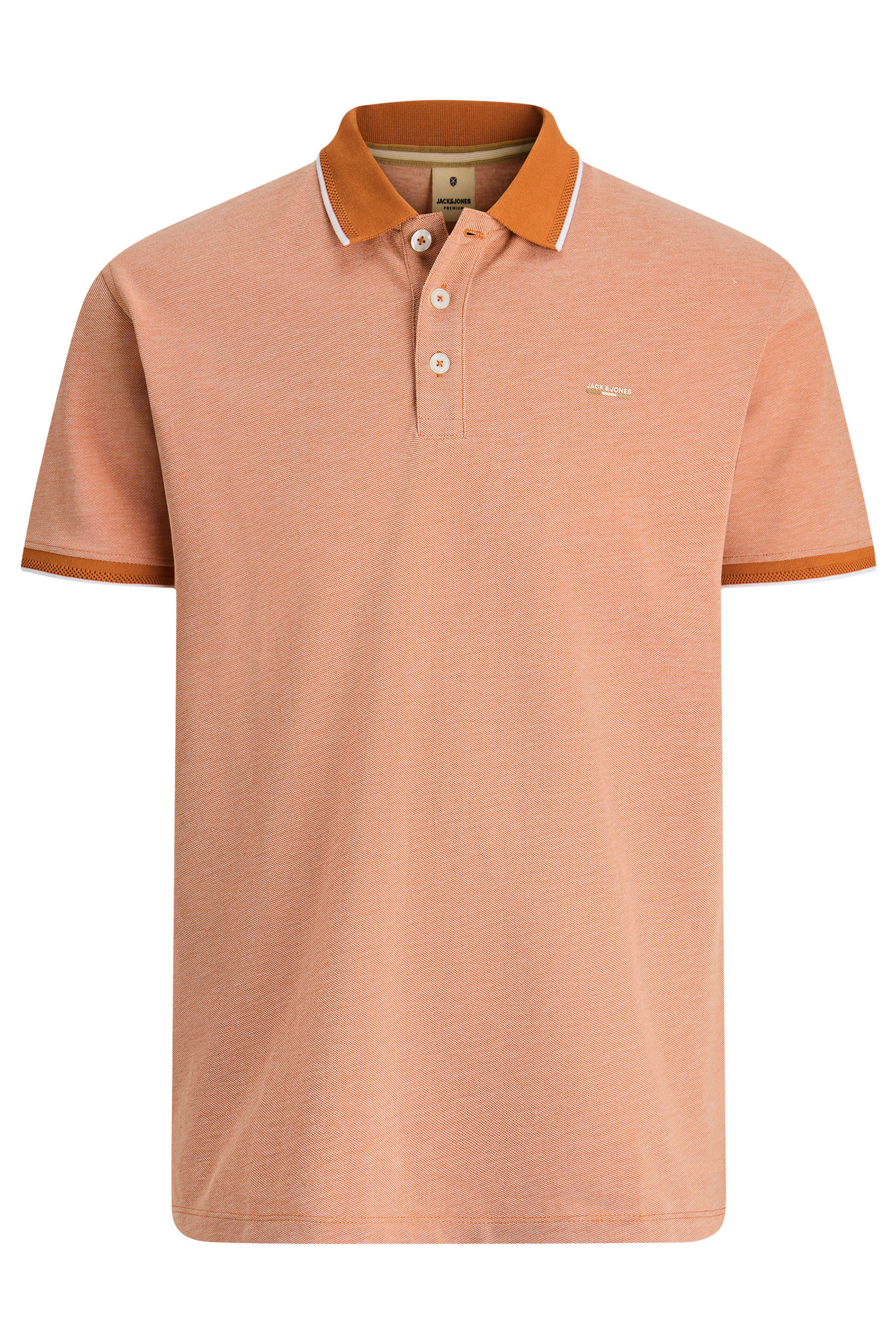 JACK & JONES Big & Tall Orange Tipped Polo Shirt | BadRhino 2