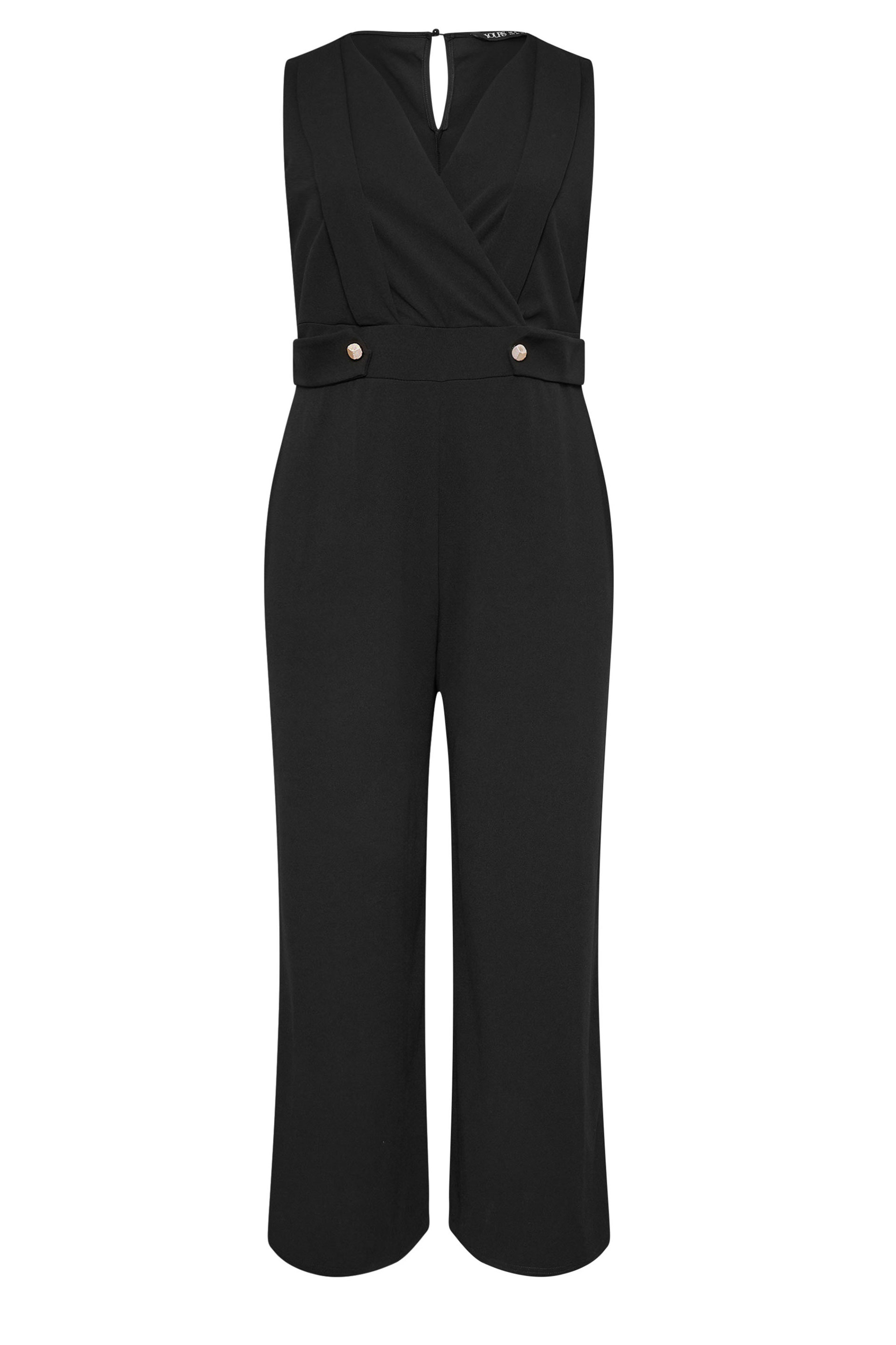 YOURS LONDON Plus Size Black Sleeveless Wide Leg Jumpsuit | Yours Clothing