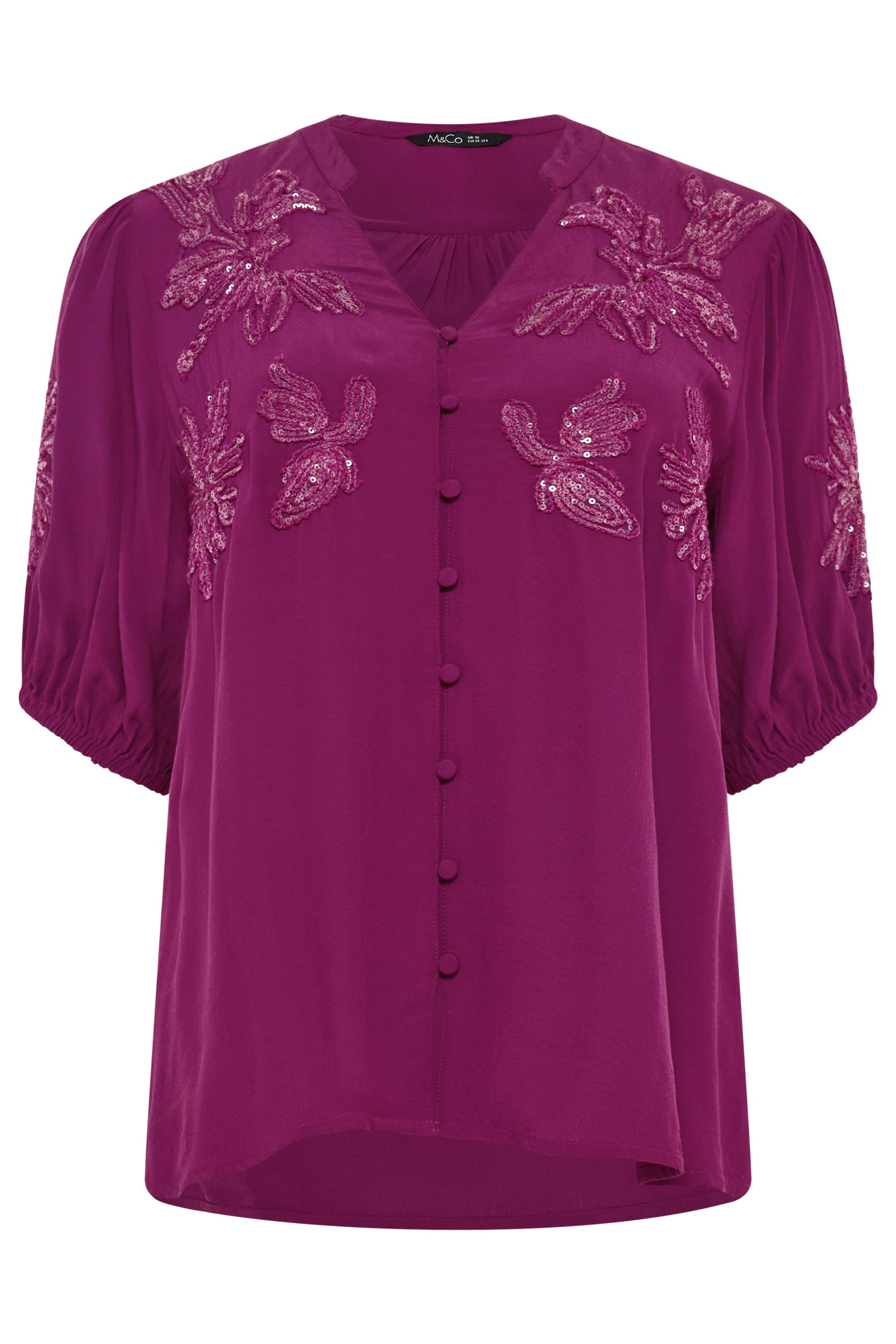 M&Co Berry Purple Sequin Embellished Blouse | M&Co 5