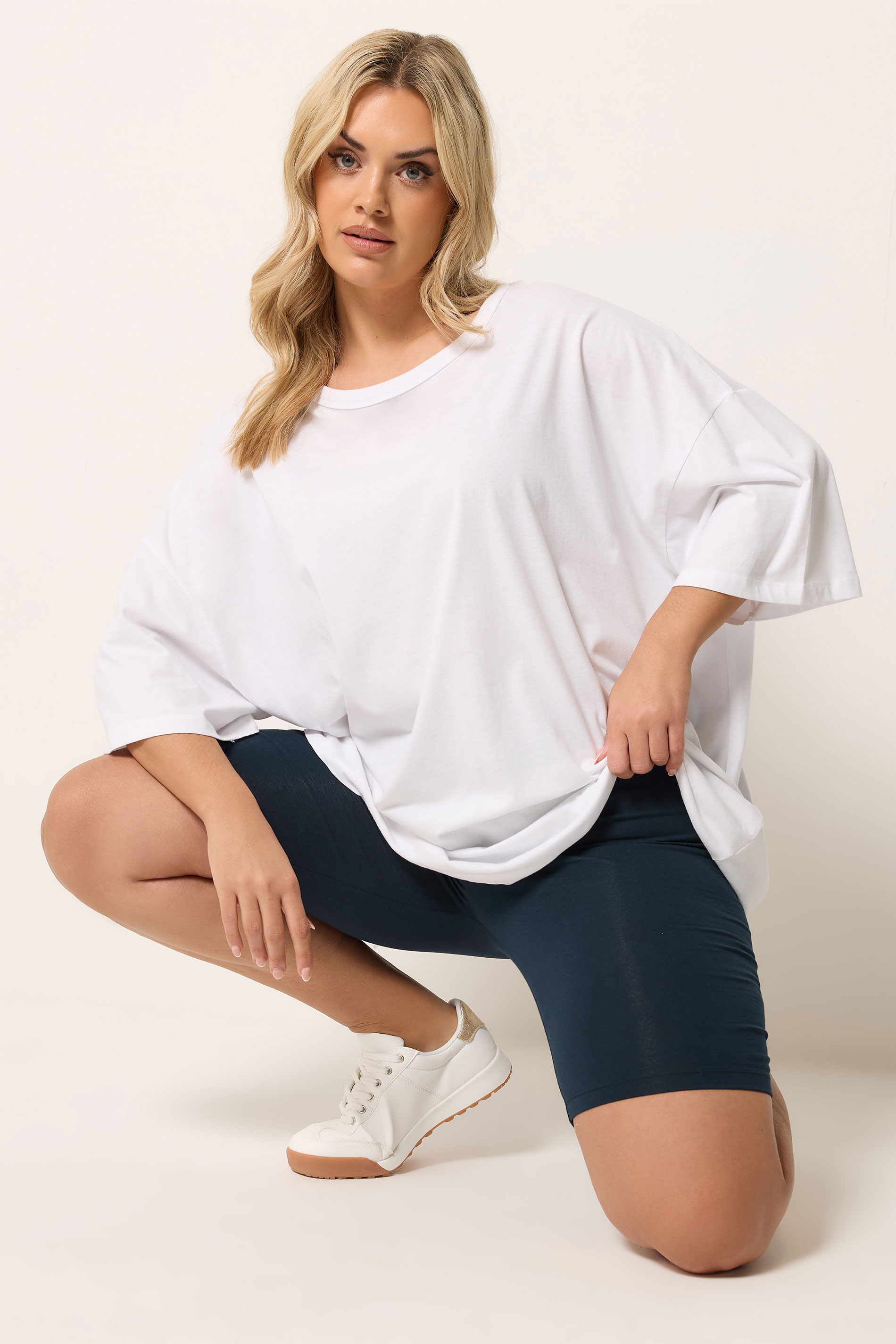 YOURS Plus Size Navy Blue Pull On Cycling Shorts | Yours Clothing 3