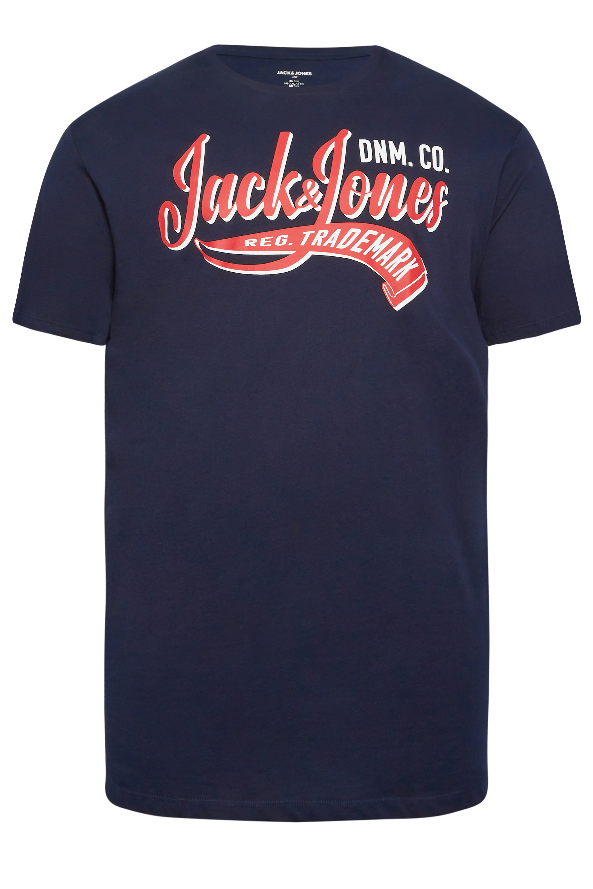 JACK & JONES Big & Tall Navy Blue Printed Logo T-Shirt | BadRhino 3