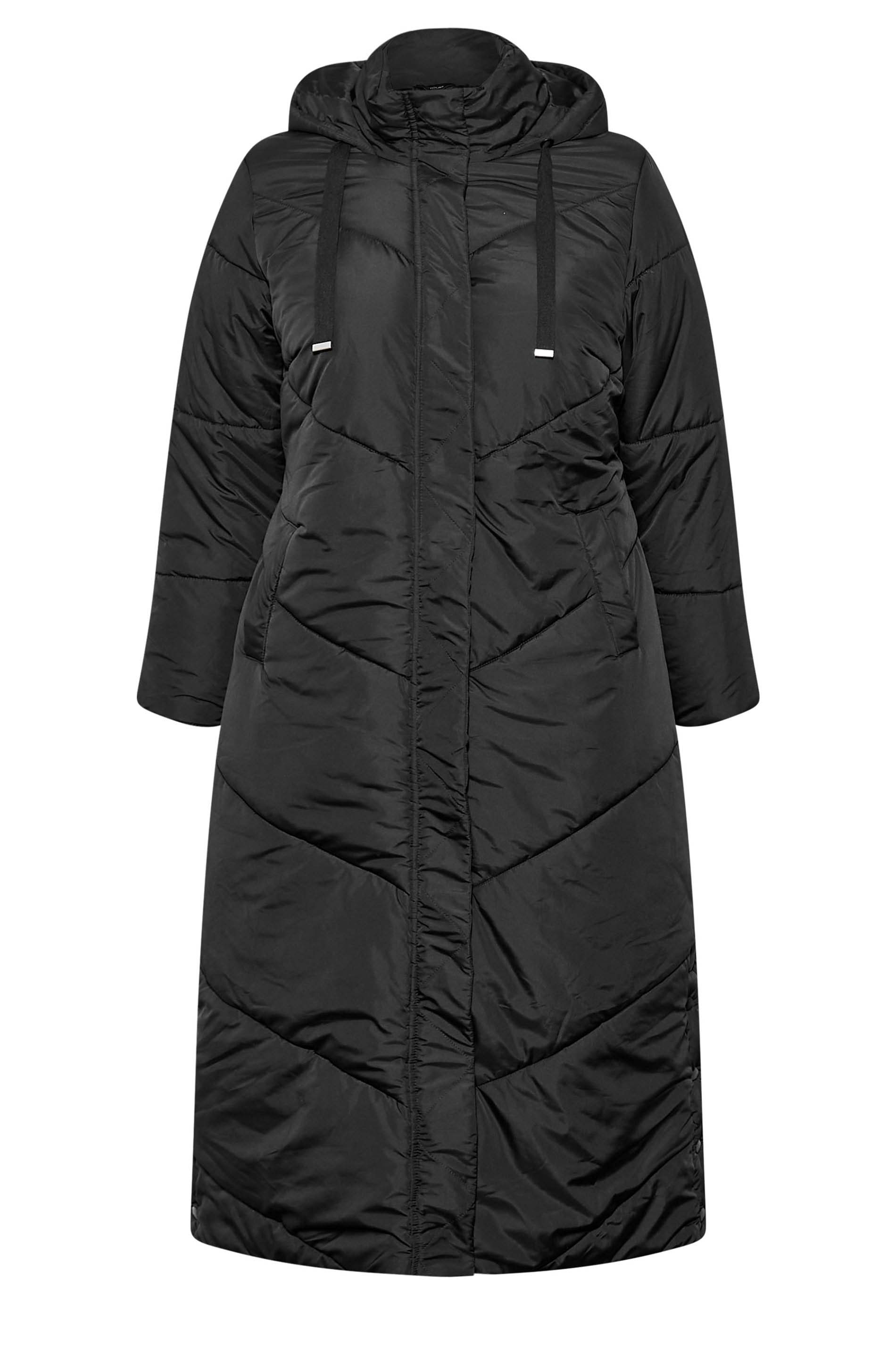 Plus Size Black Padded Maxi Coat | Yours Clothing