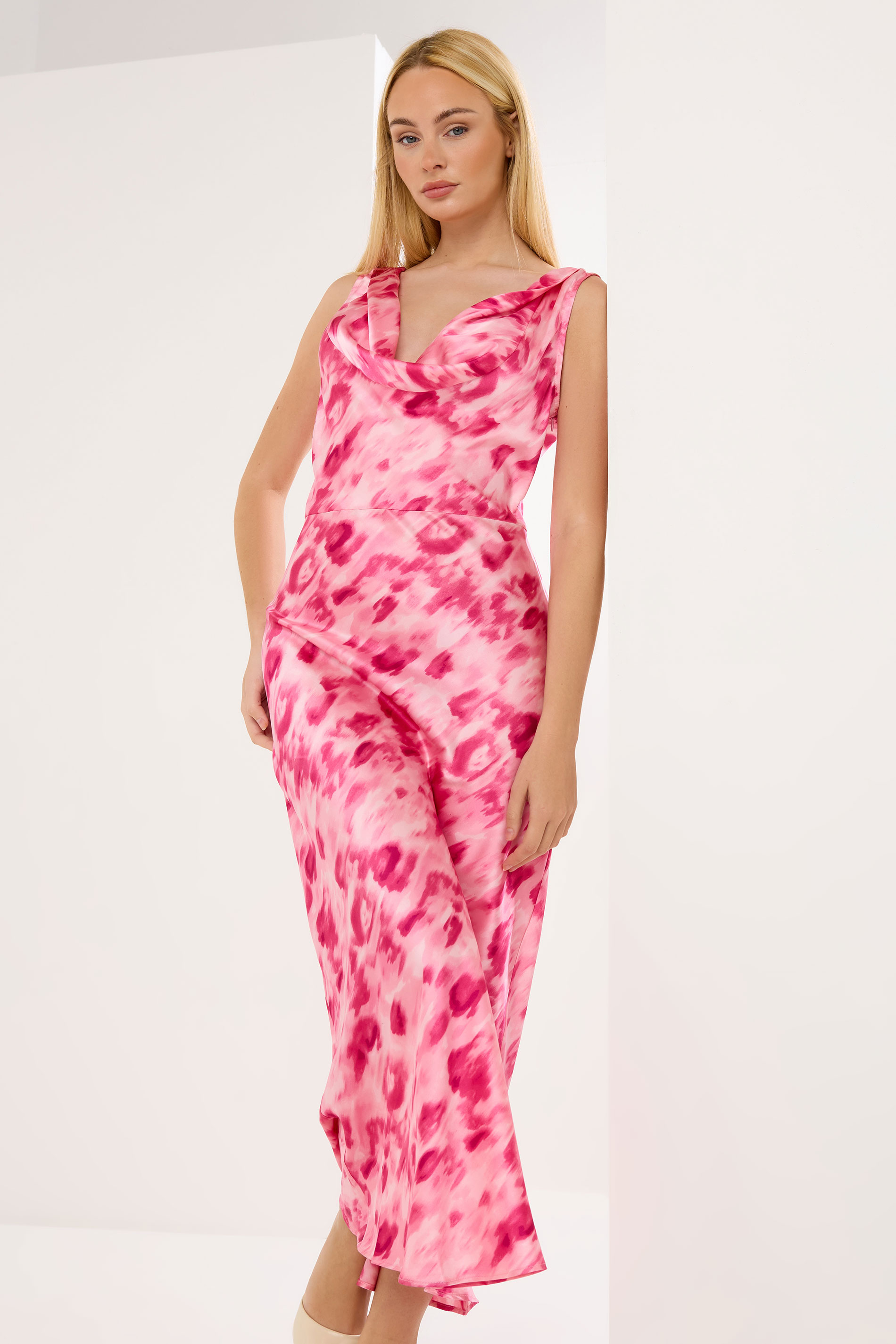 STAR Pink Abstract Cowl Neck Dress | StarByJM 1