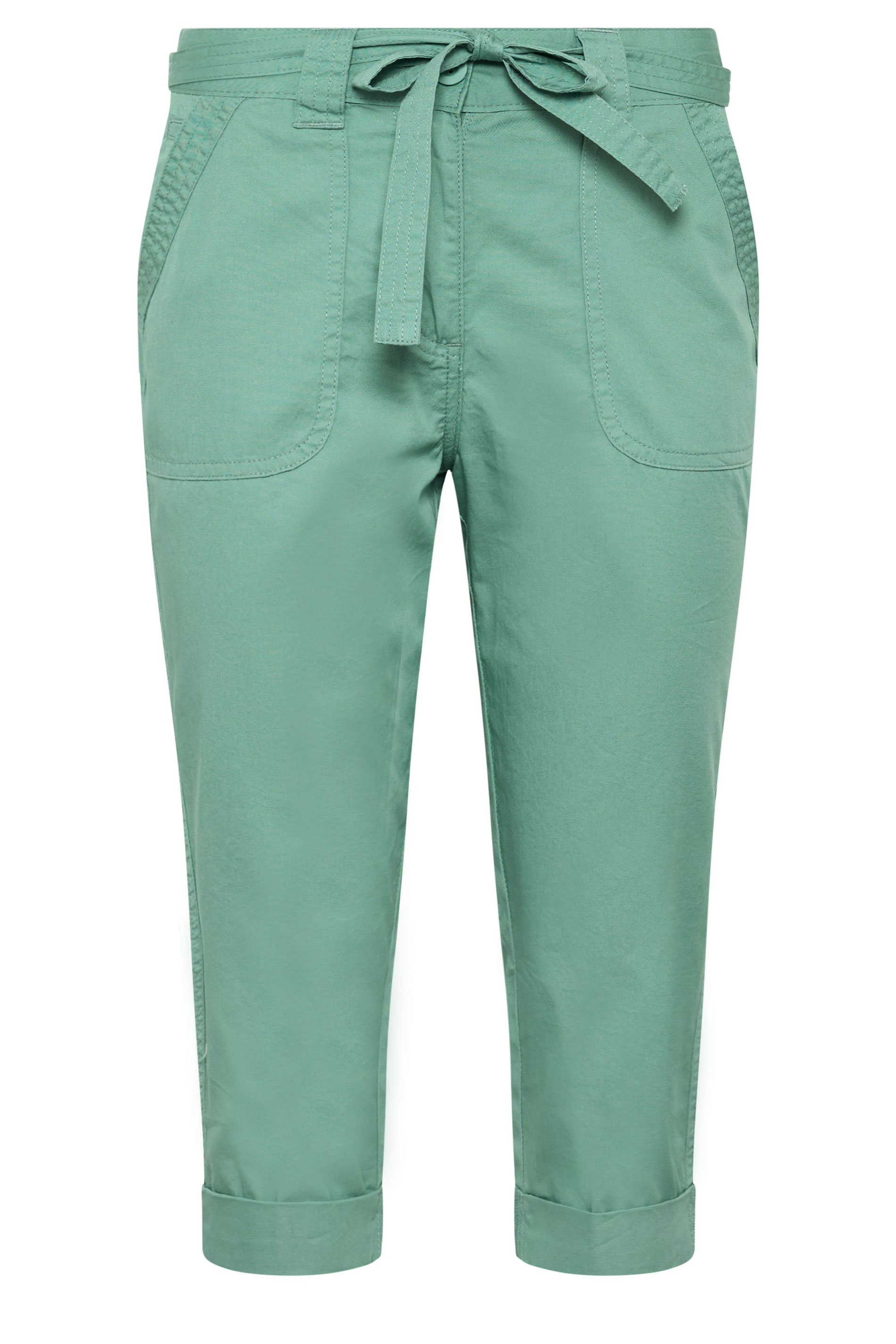 M&Co Green Cool Cotton Poplin Cropped Trousers | M&Co 5