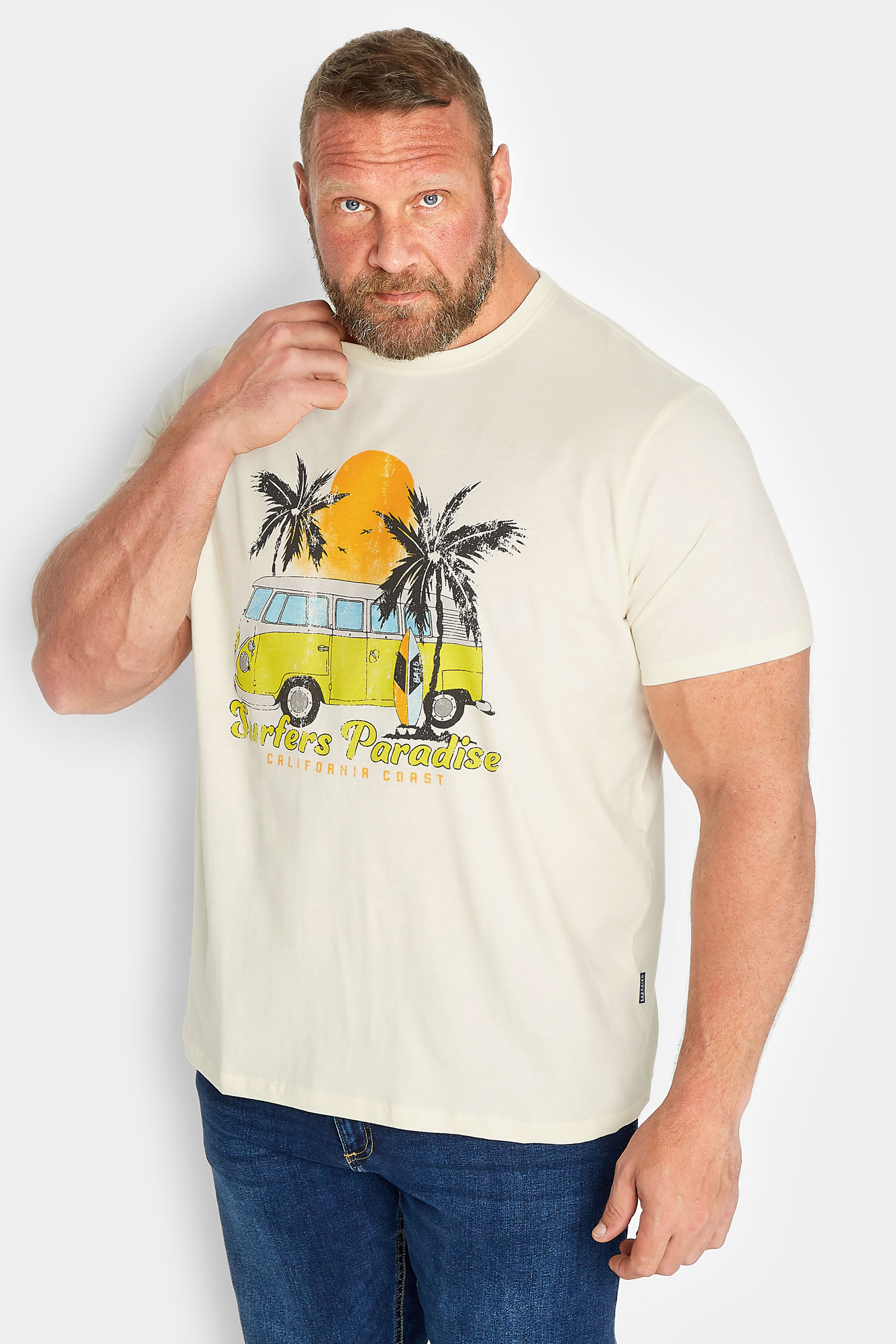 BadRhino Big & Tall White Surfers Paradise Print T-Shirt | BadRhino 1
