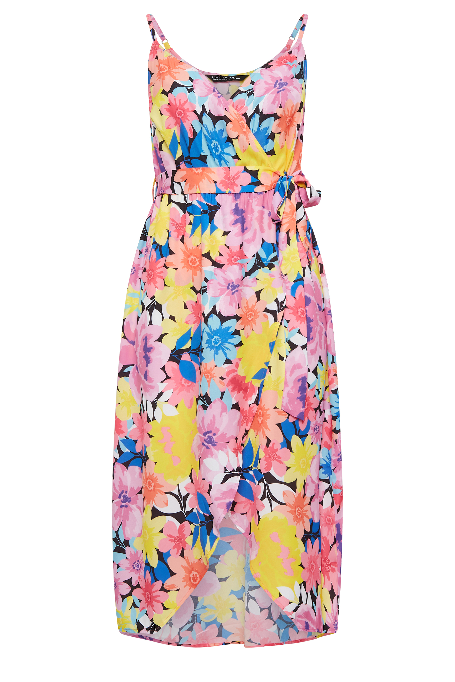 Limited Collection Plus Size Pink Floral Print Strappy Wrap Dress Yours Clothing 2897