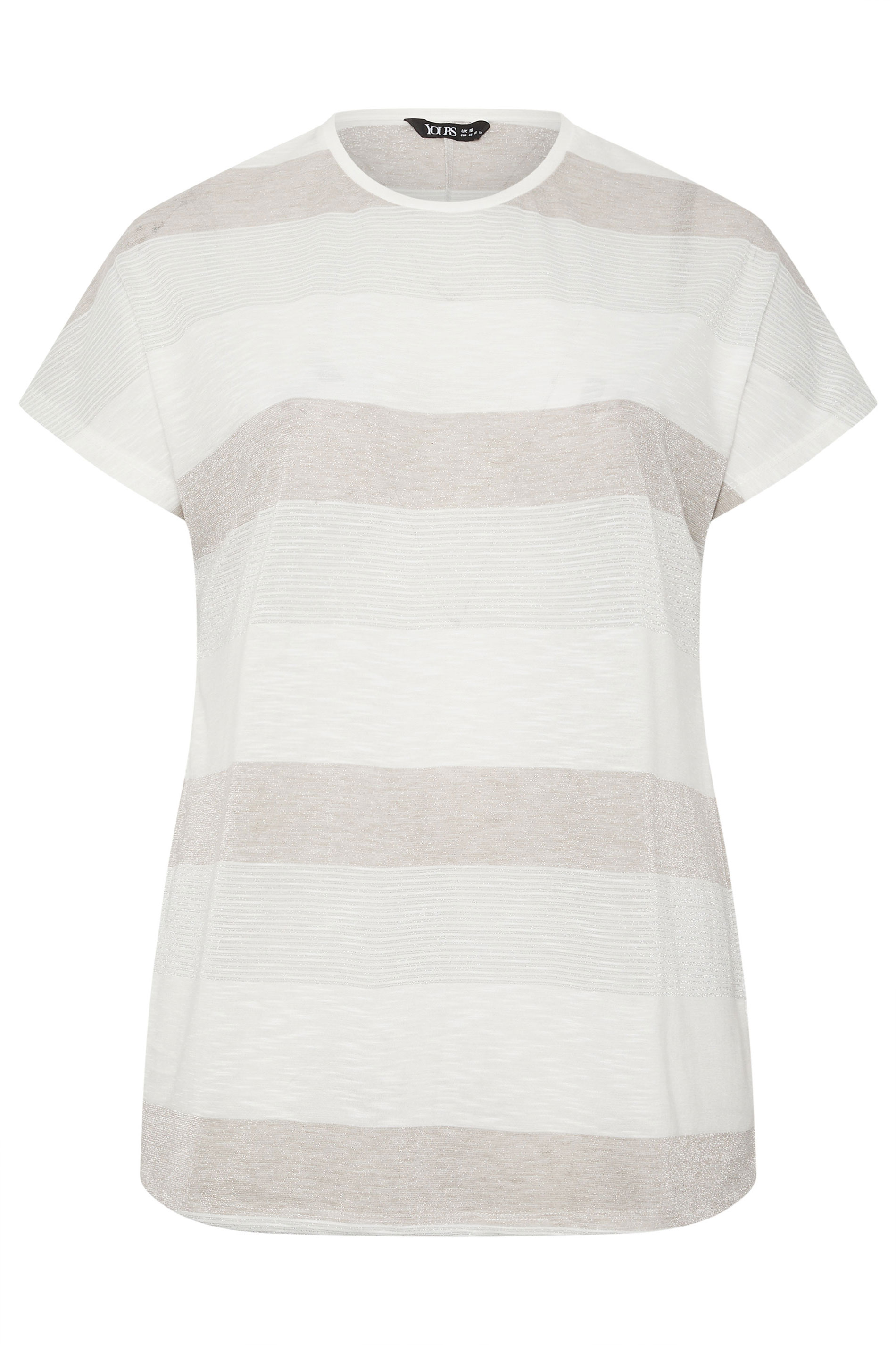 YOURS Plus Size Natural Brown Shimmer Stripe Top | Yours Clothing 5