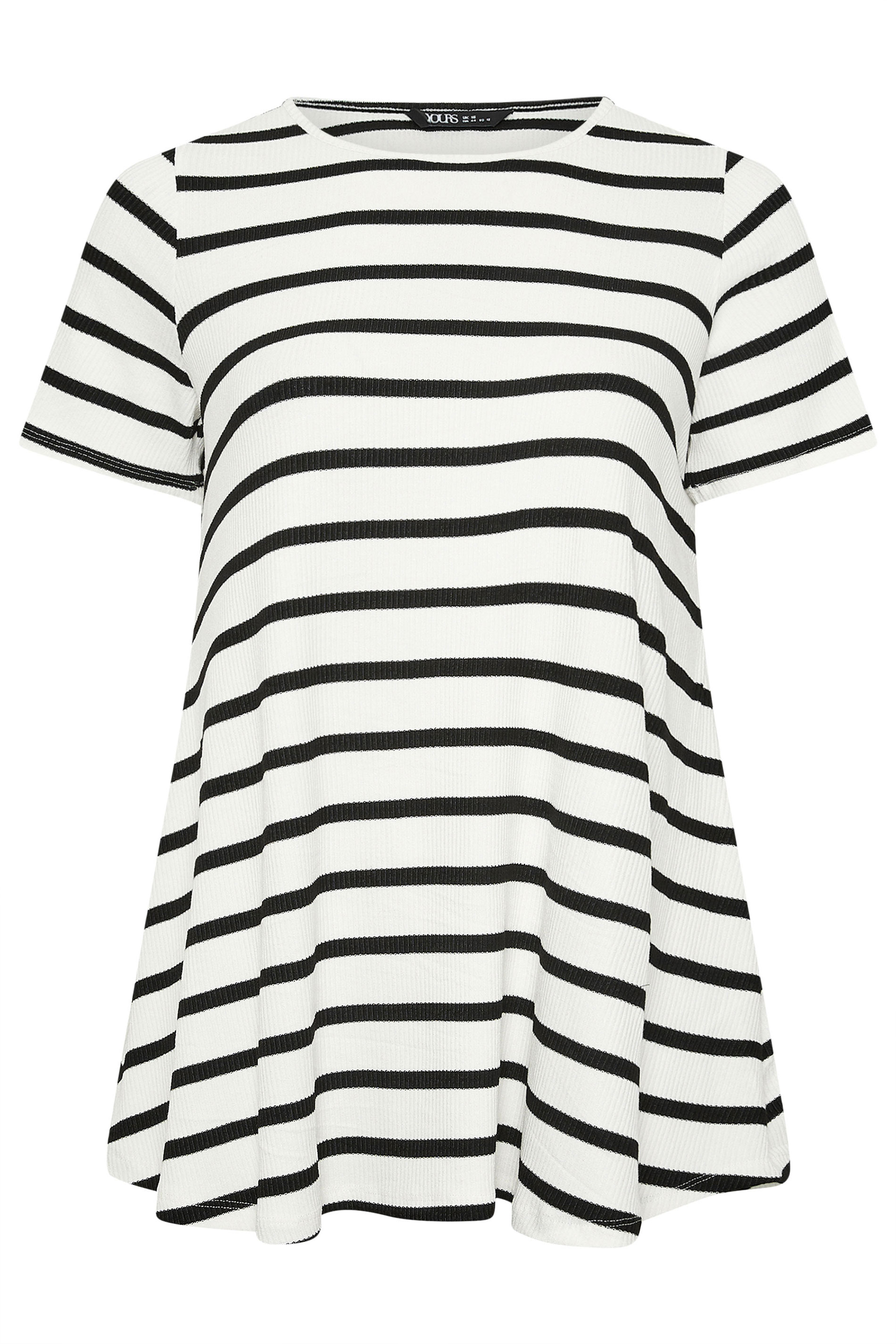Yours Plus Size Black Ribbed Stripe Swing T-Shirt | Yours Clothing 5