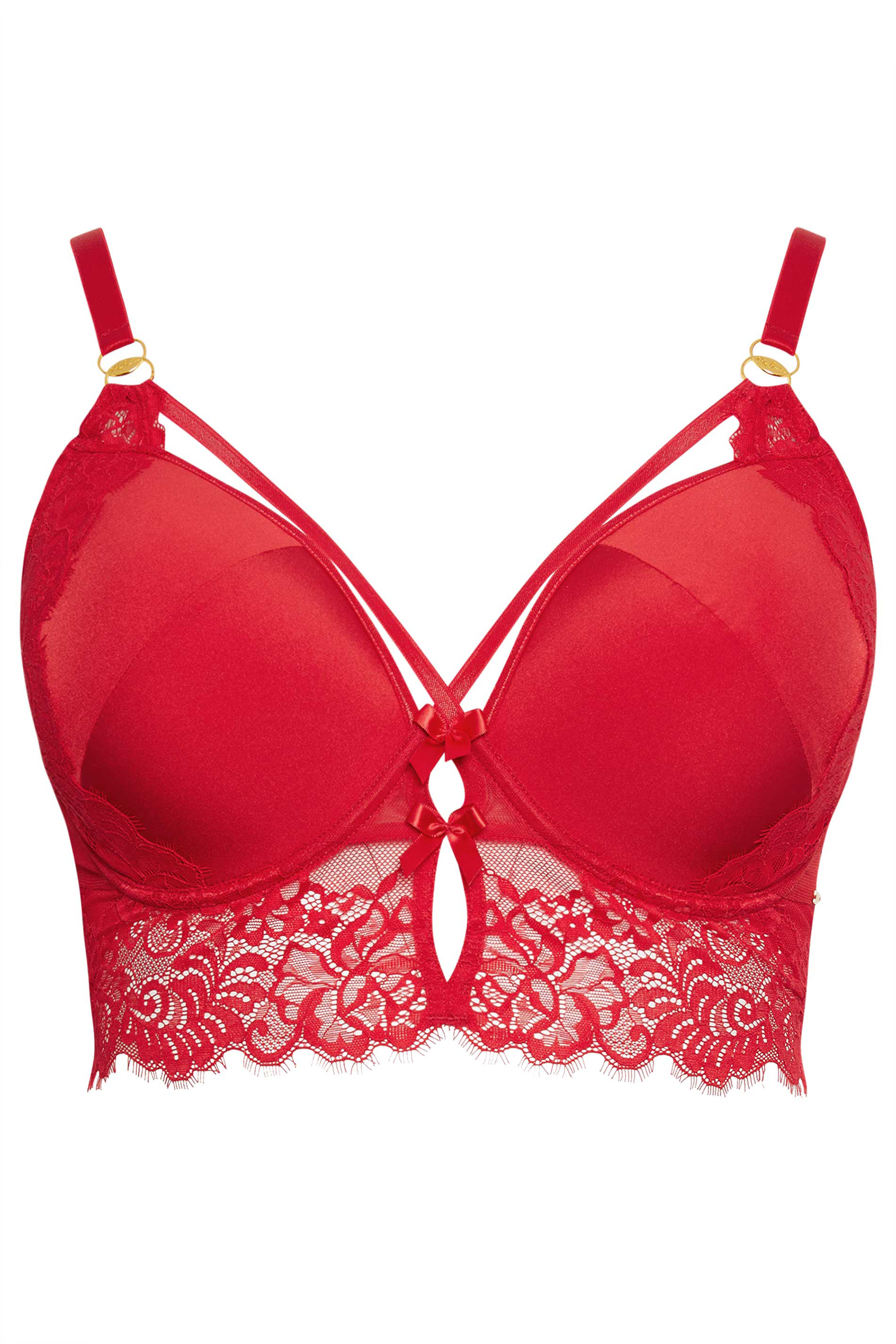 Lace Push Up Bra Padded Strappy Back Underwire Red