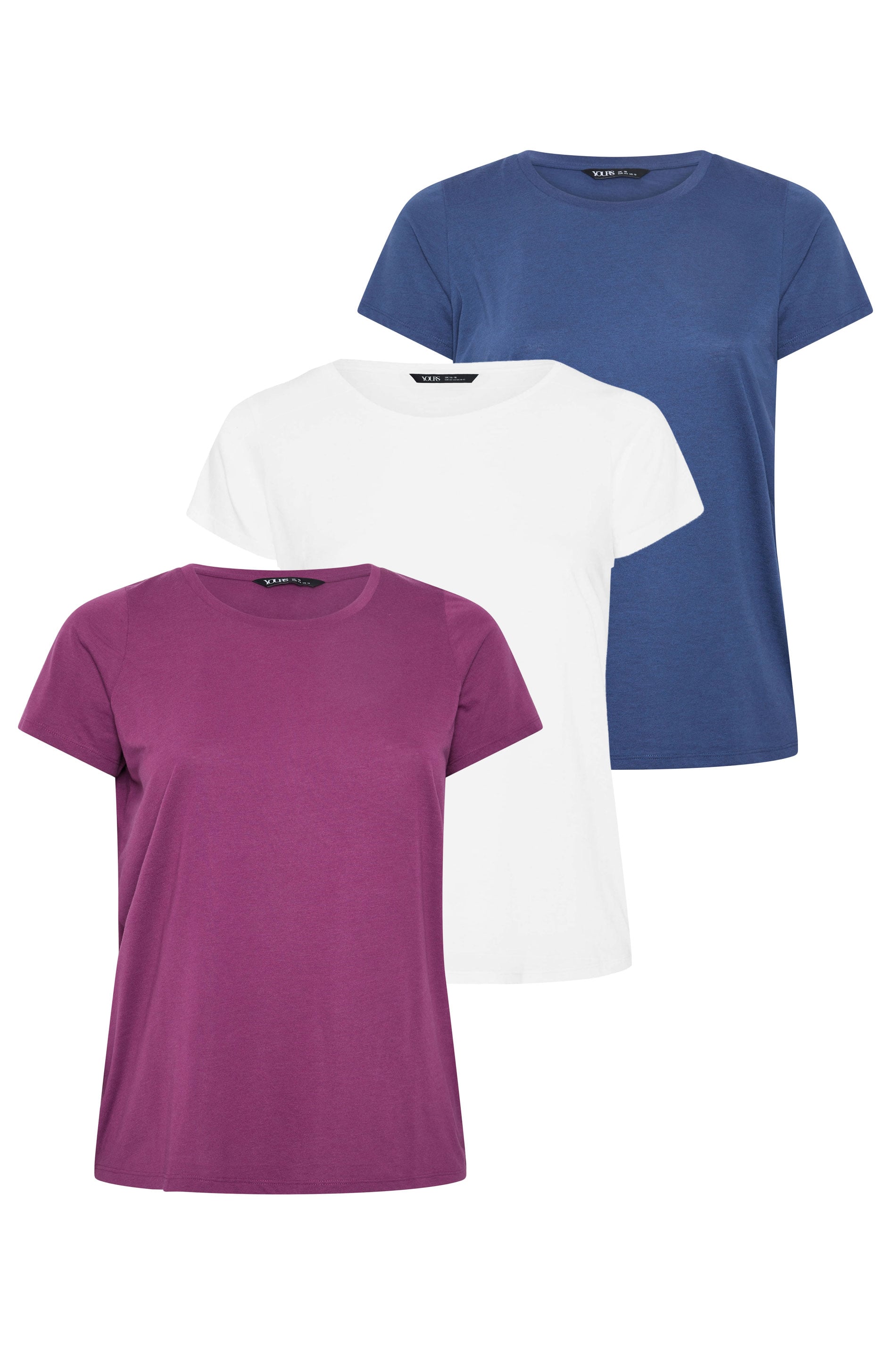 YOURSET 3 PACK Plus Size Purple & Blue Core T-Shirts | Yours Clothing 3