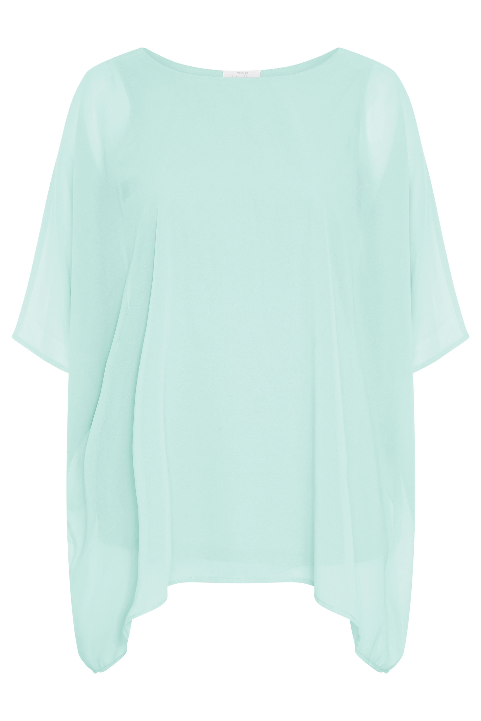 YOURS LONDON Mint Green Chiffon Cape Top | Yours Clothing