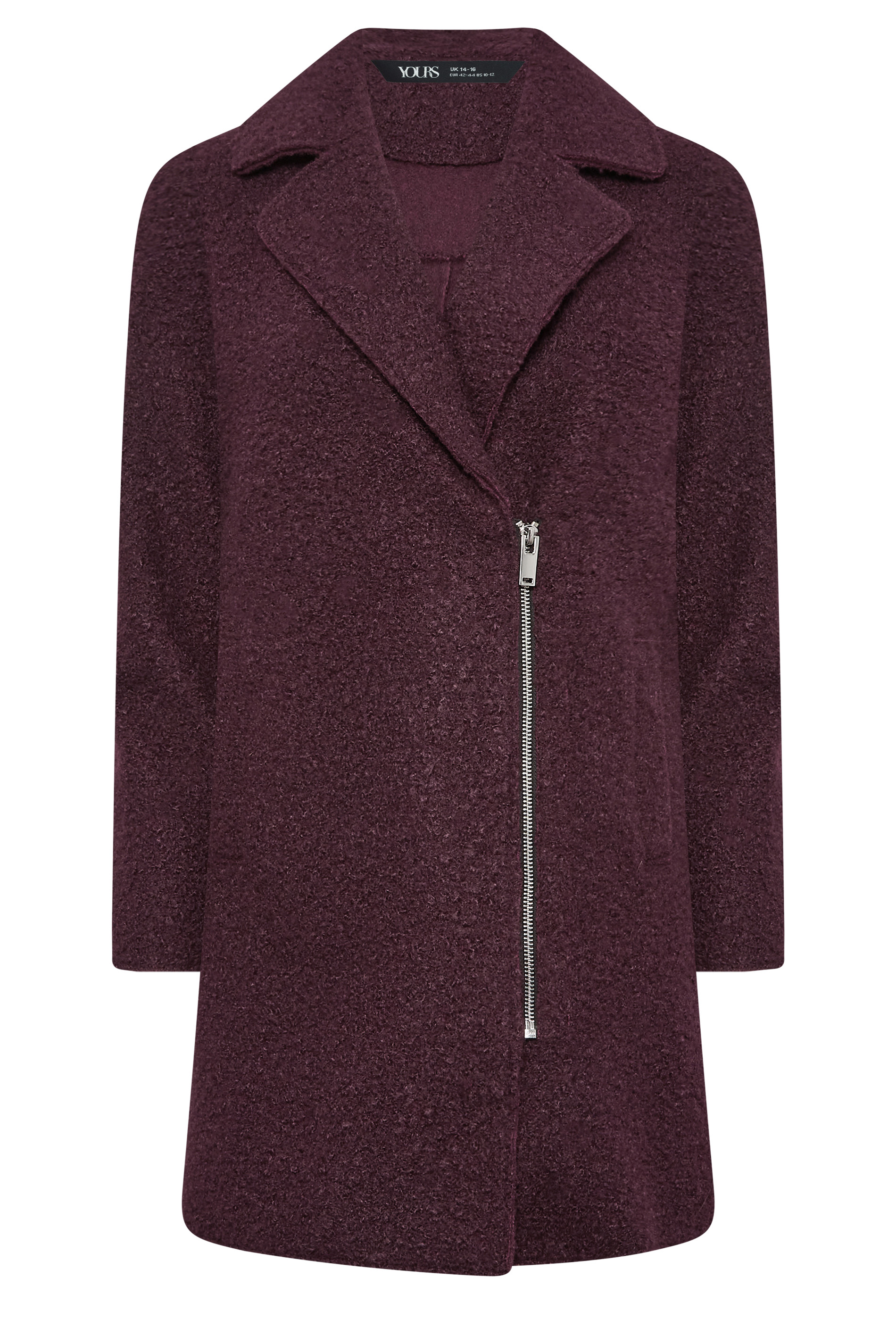 YOURS PETITE Curve Berry Red Boucle Formal Coat | Yours Clothing 1